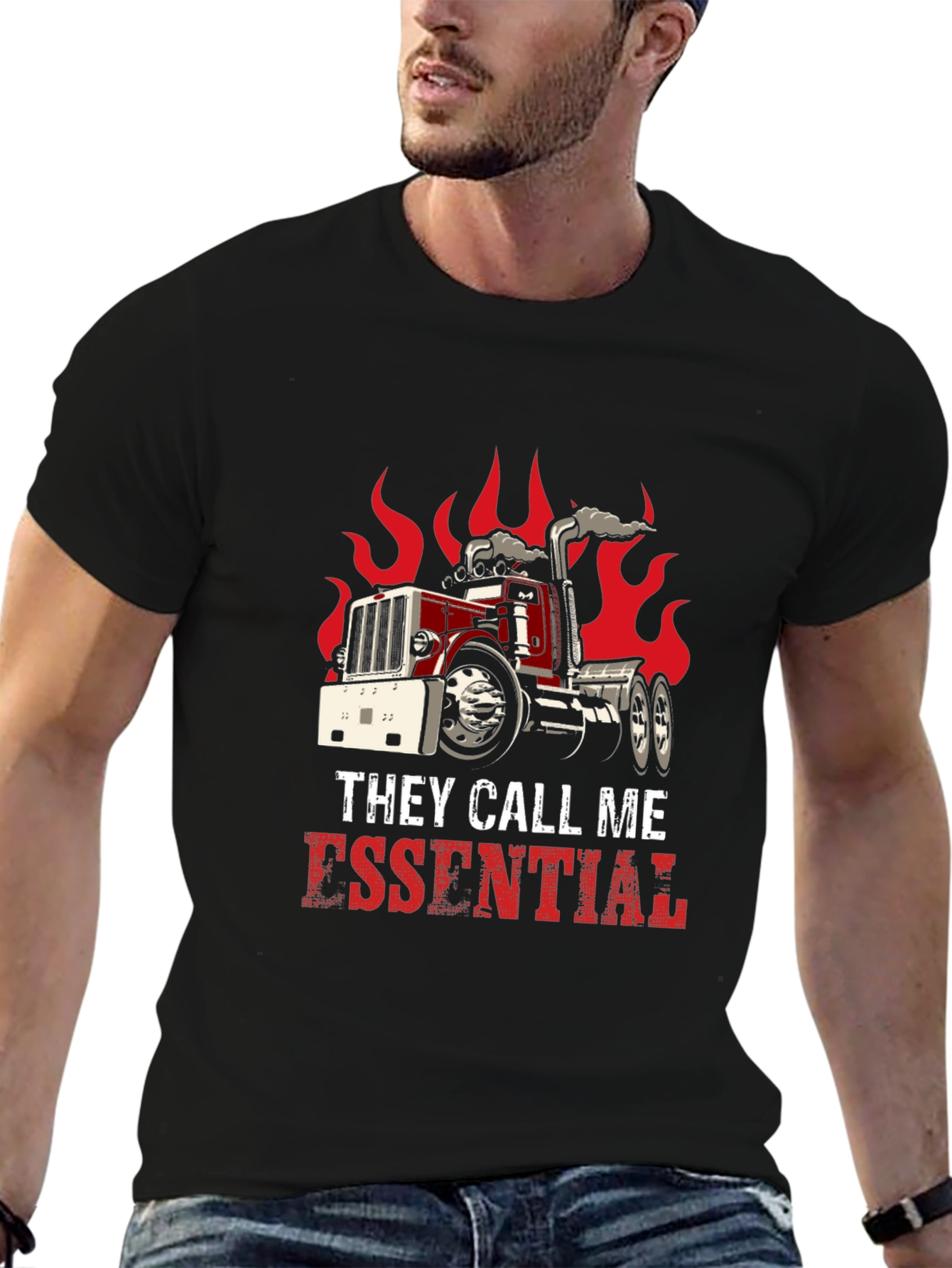 Essential Trucker T-Shirt - Black