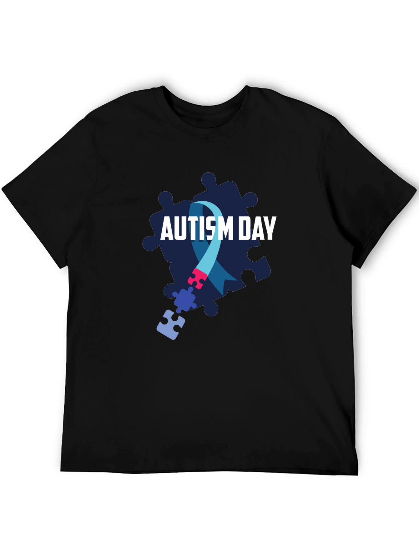 Autism Awareness T-Shirt - Puzzle Ribbon Design