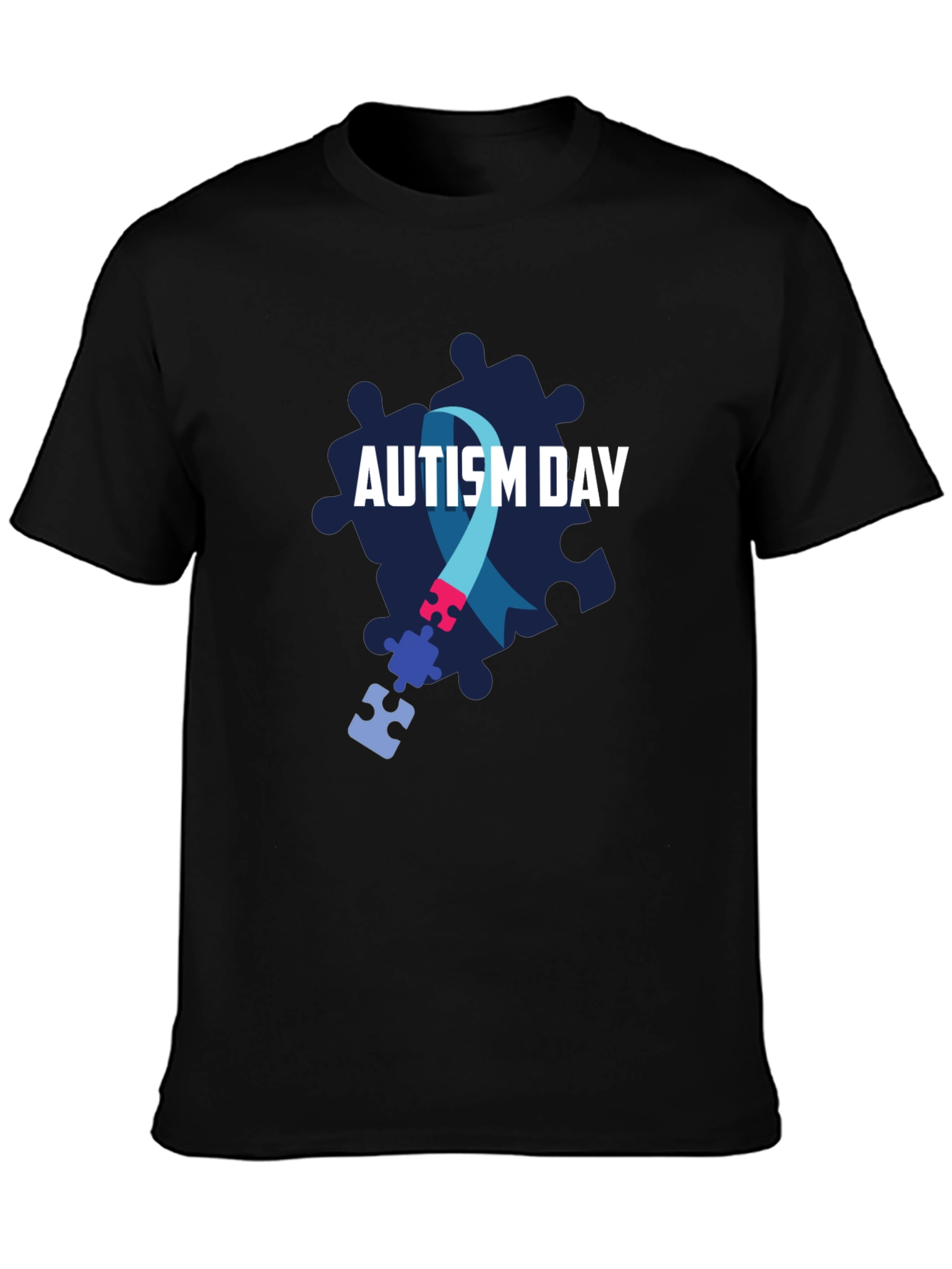 Autism Awareness T-Shirt - Puzzle Ribbon Design