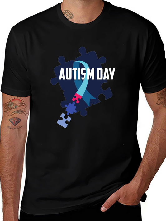 Autism Awareness T-Shirt - Puzzle Ribbon Design