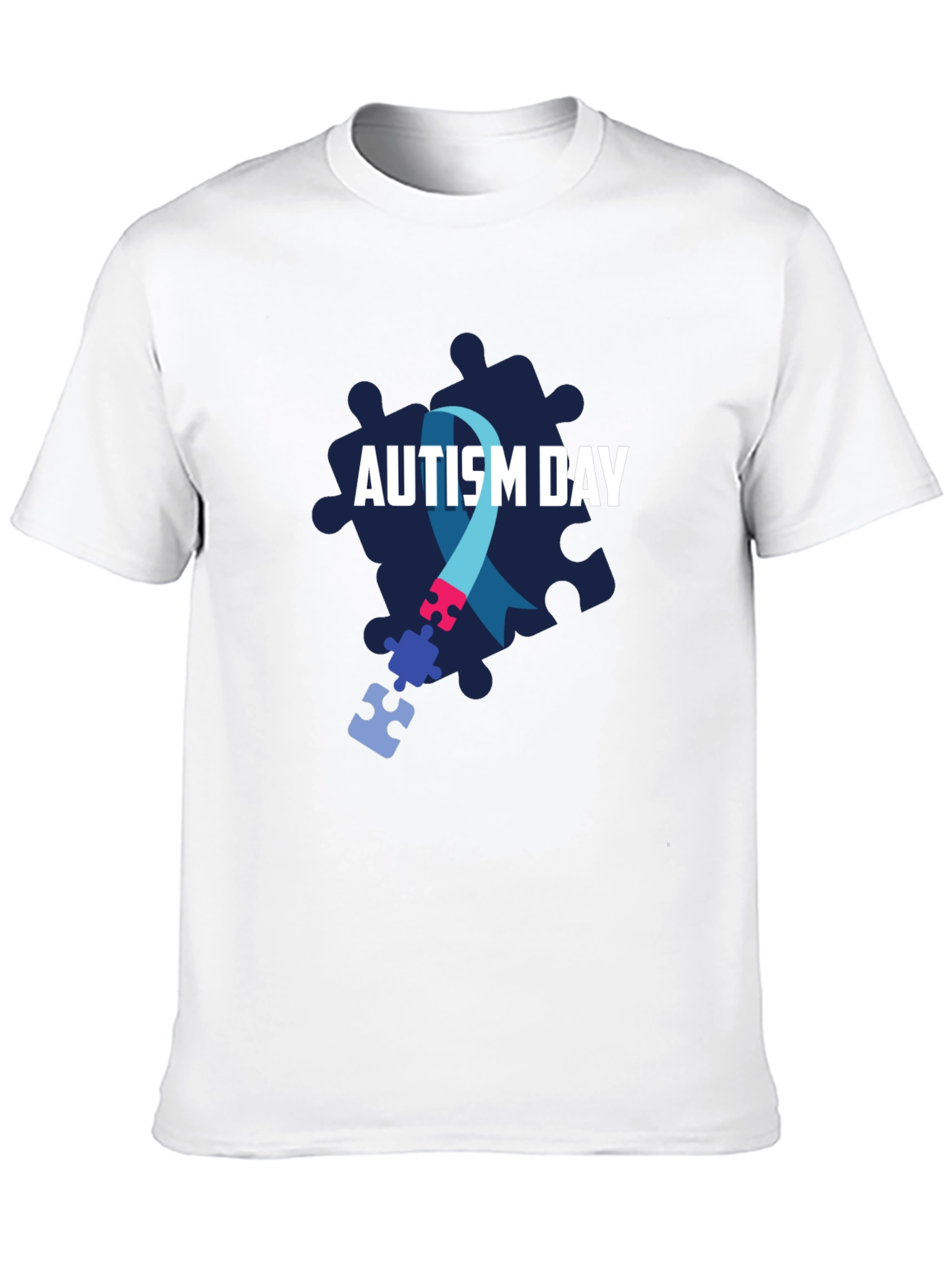 Autism Awareness T-Shirt - Puzzle Ribbon Design