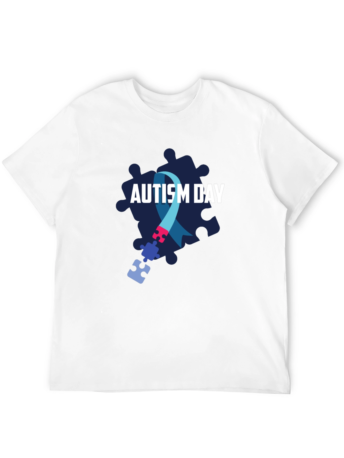 Autism Awareness T-Shirt - Puzzle Ribbon Design
