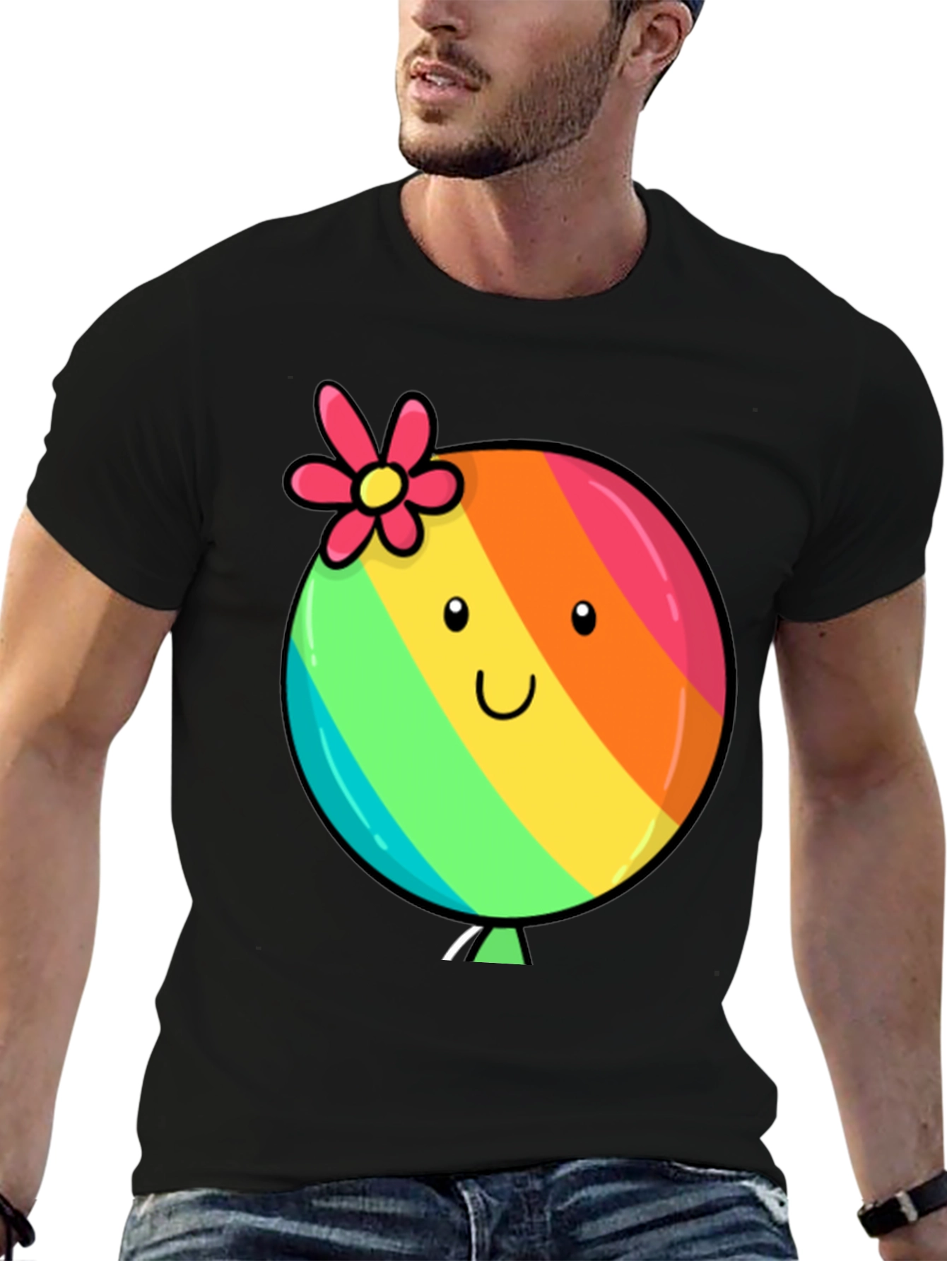 Rainbow Balloon Smile Graphic Tee