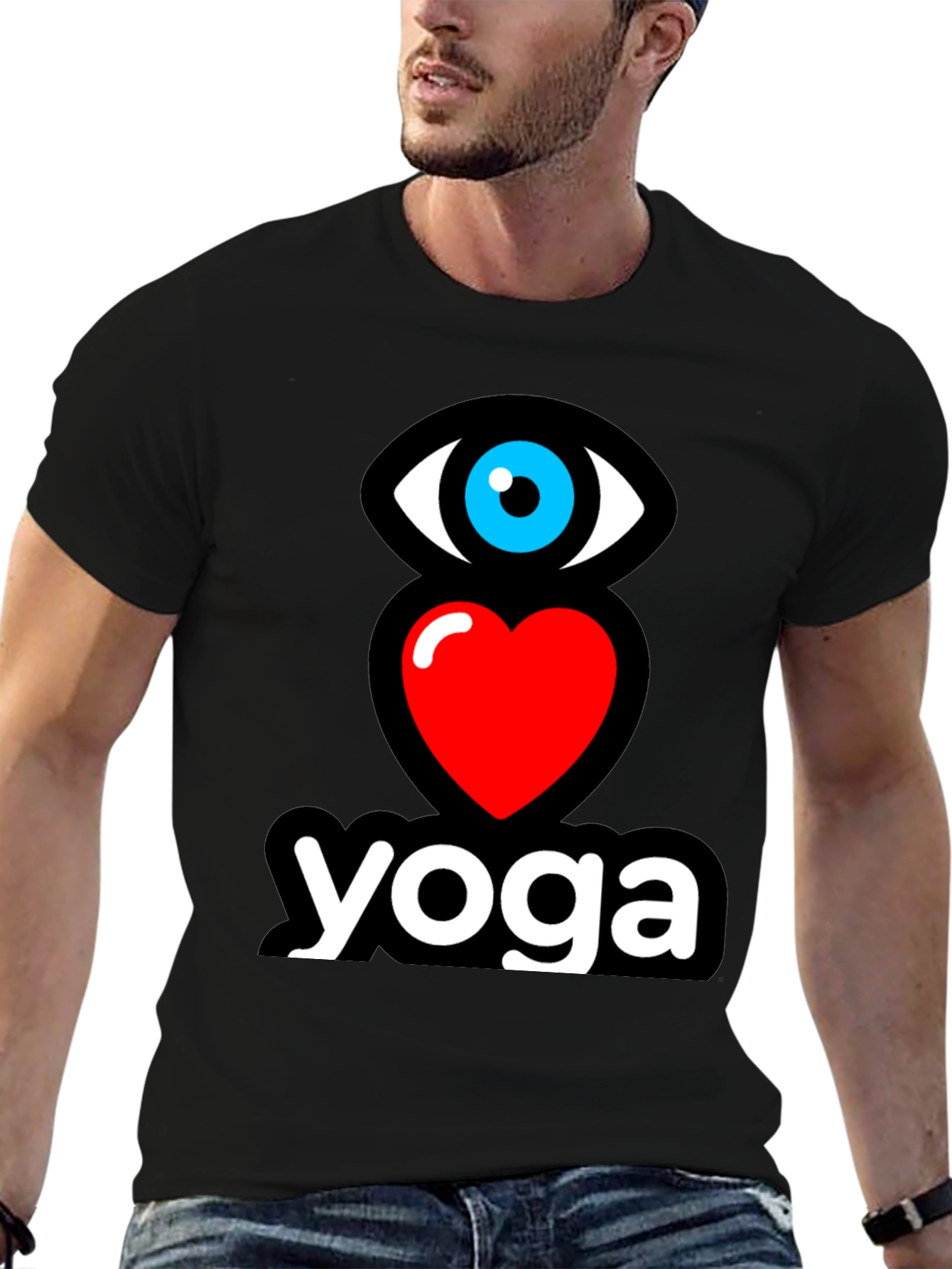 Eye Heart Yoga Black Graphic T-Shirt