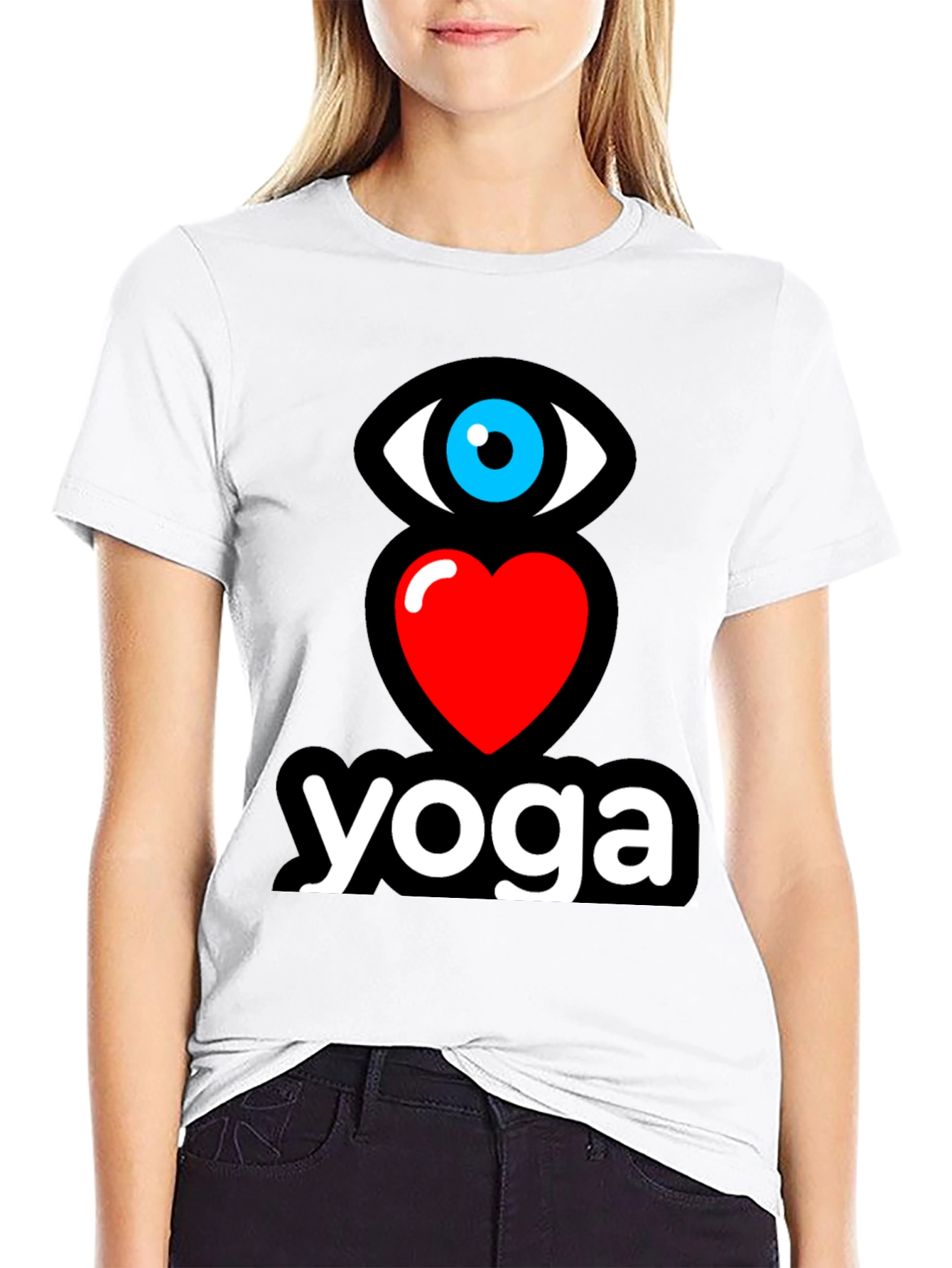 Eye Heart Yoga Black Graphic T-Shirt