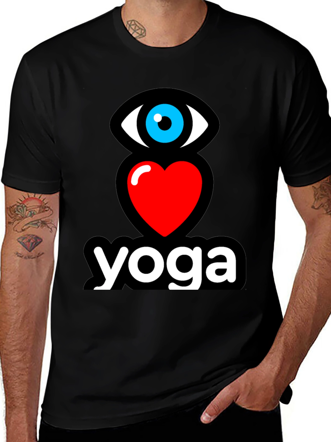 Eye Heart Yoga Black Graphic T-Shirt