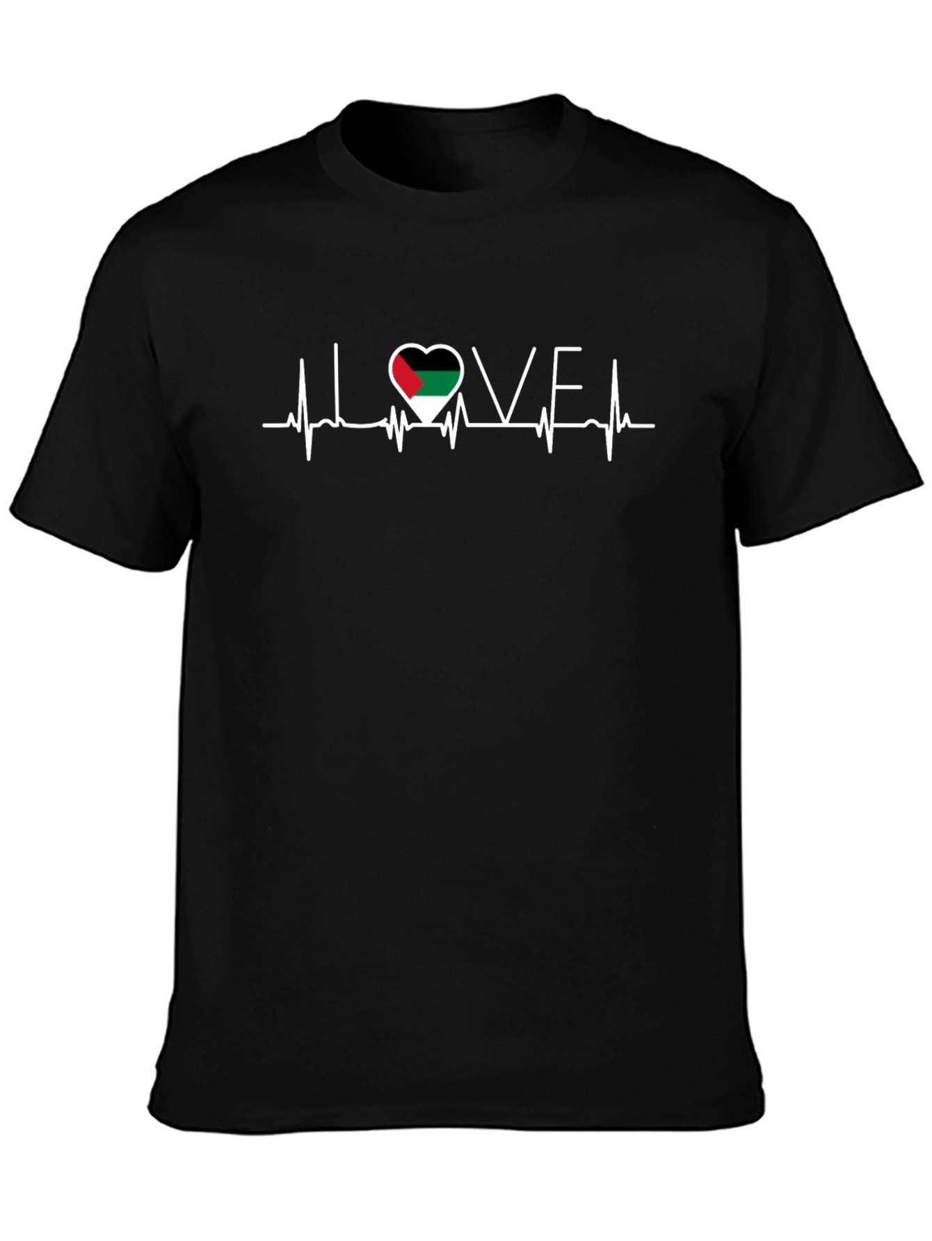 Palestine Flag Heartbeat T-Shirt - Show Your Love!