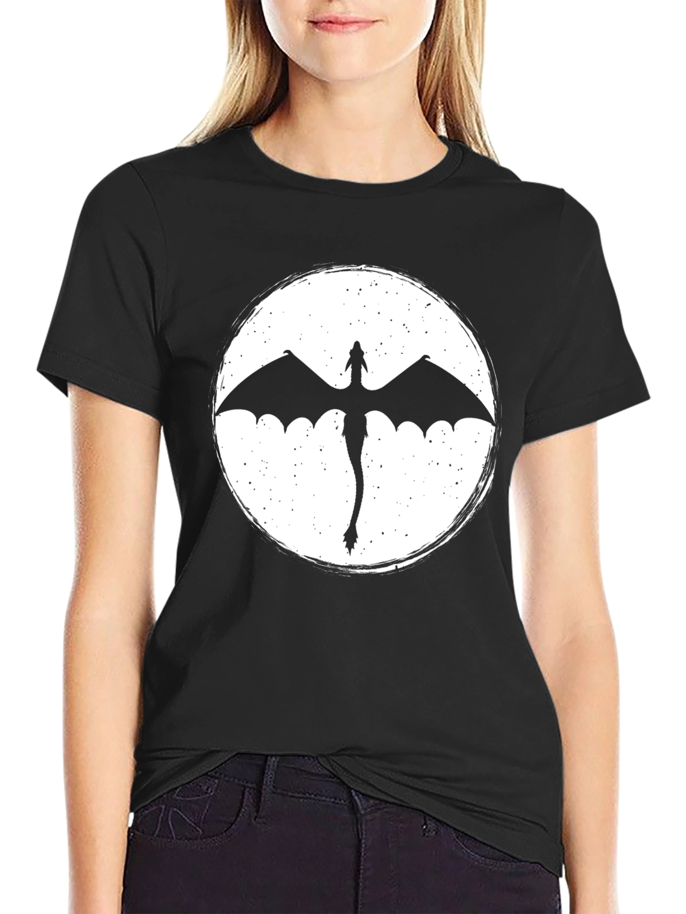 Dragon Silhouette Graphic Tee - Black