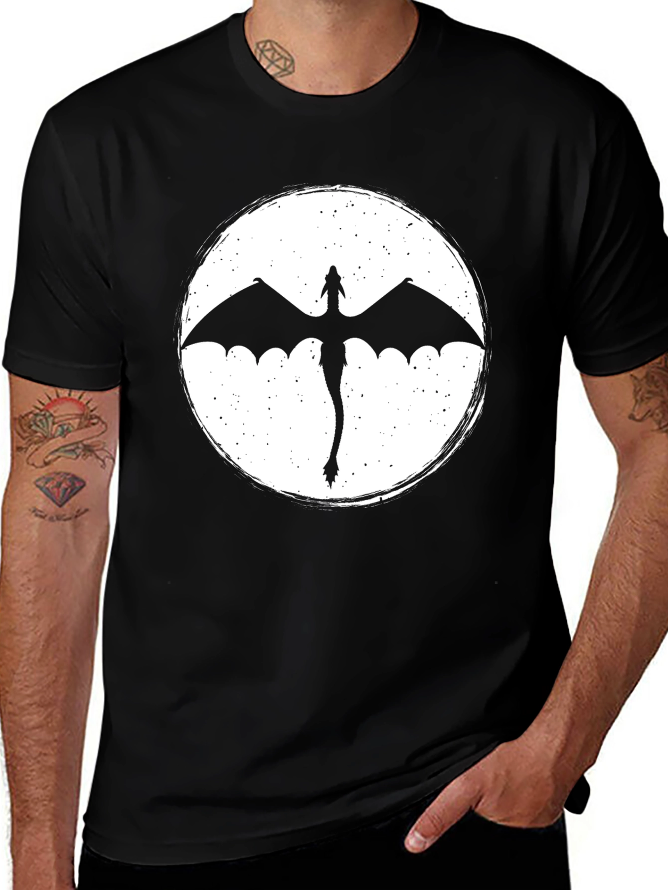 Dragon Silhouette Graphic Tee - Black