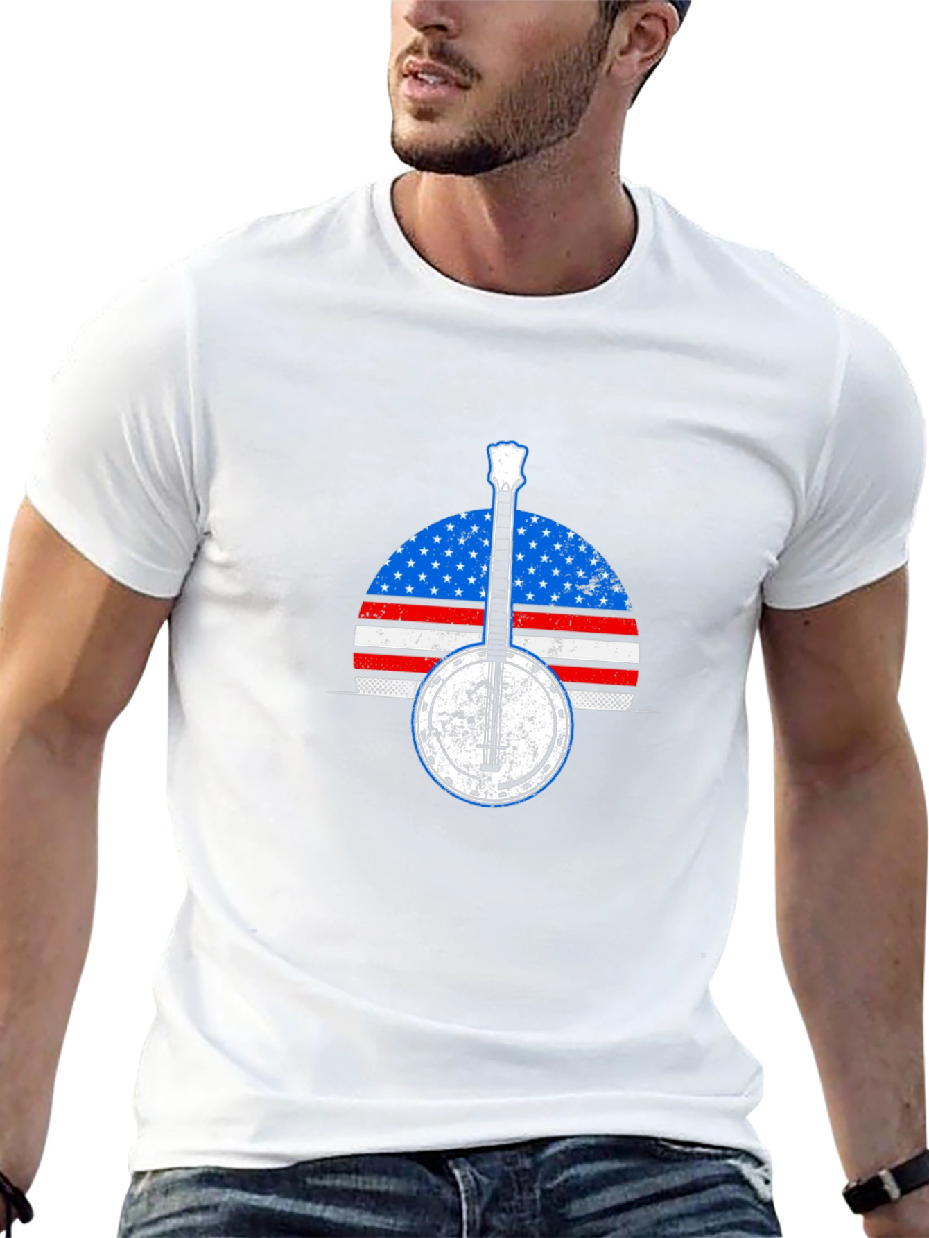 Banjo American Flag T-Shirt - Music Patriotic Tee