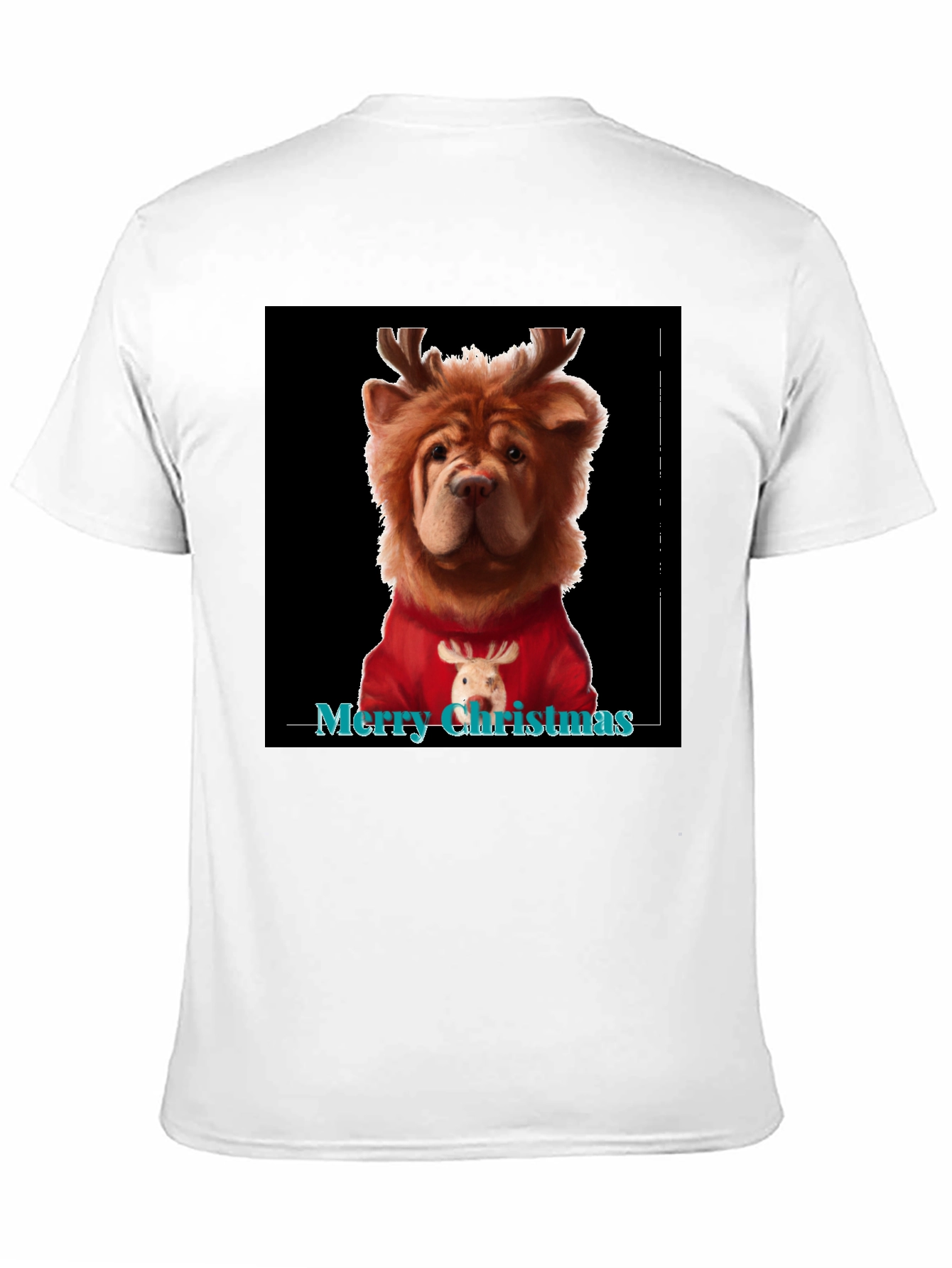 Merry Christmas Dog Reindeer Graphic Tee