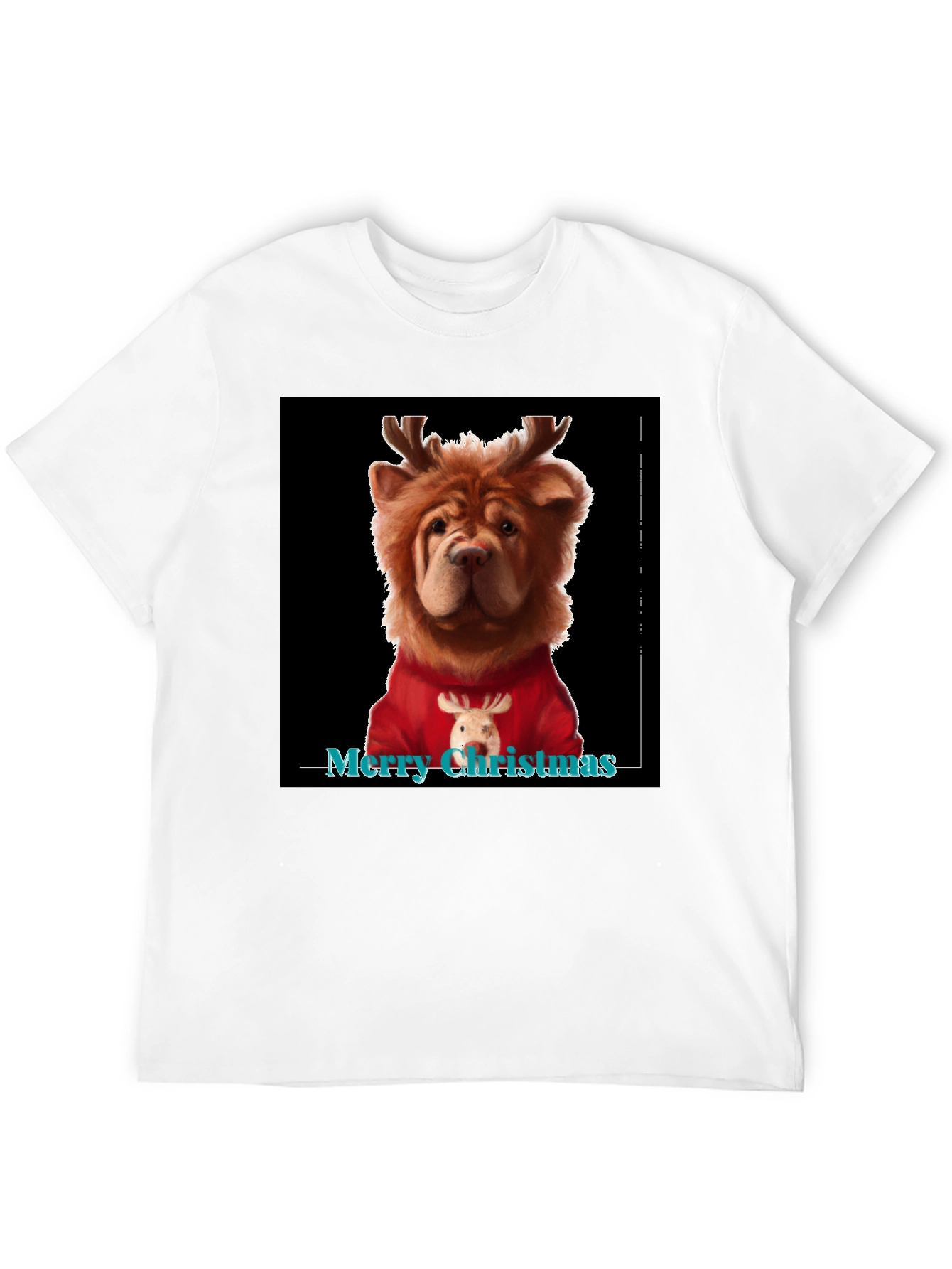 Merry Christmas Dog Reindeer Graphic Tee