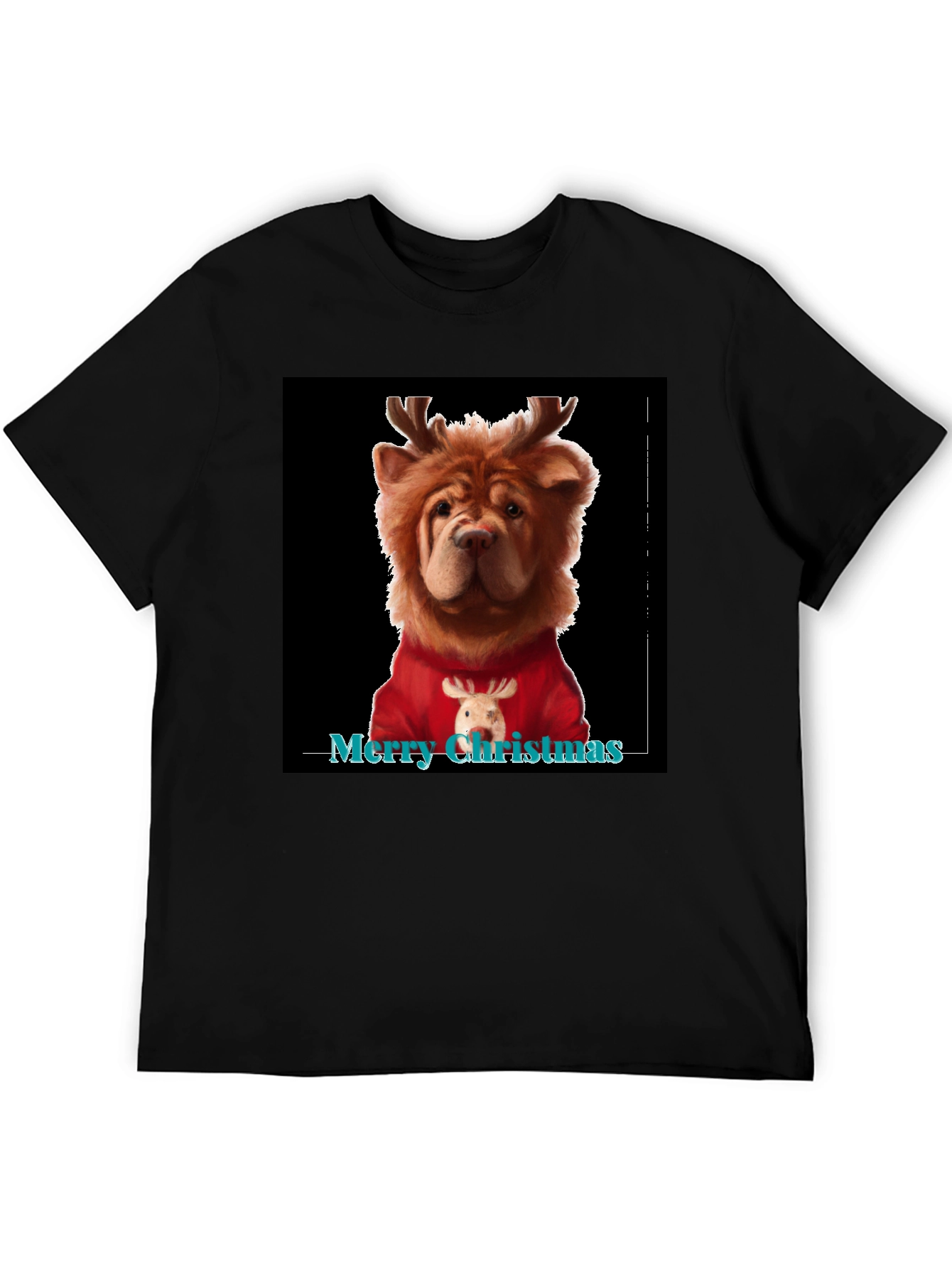 Merry Christmas Dog Reindeer Graphic Tee