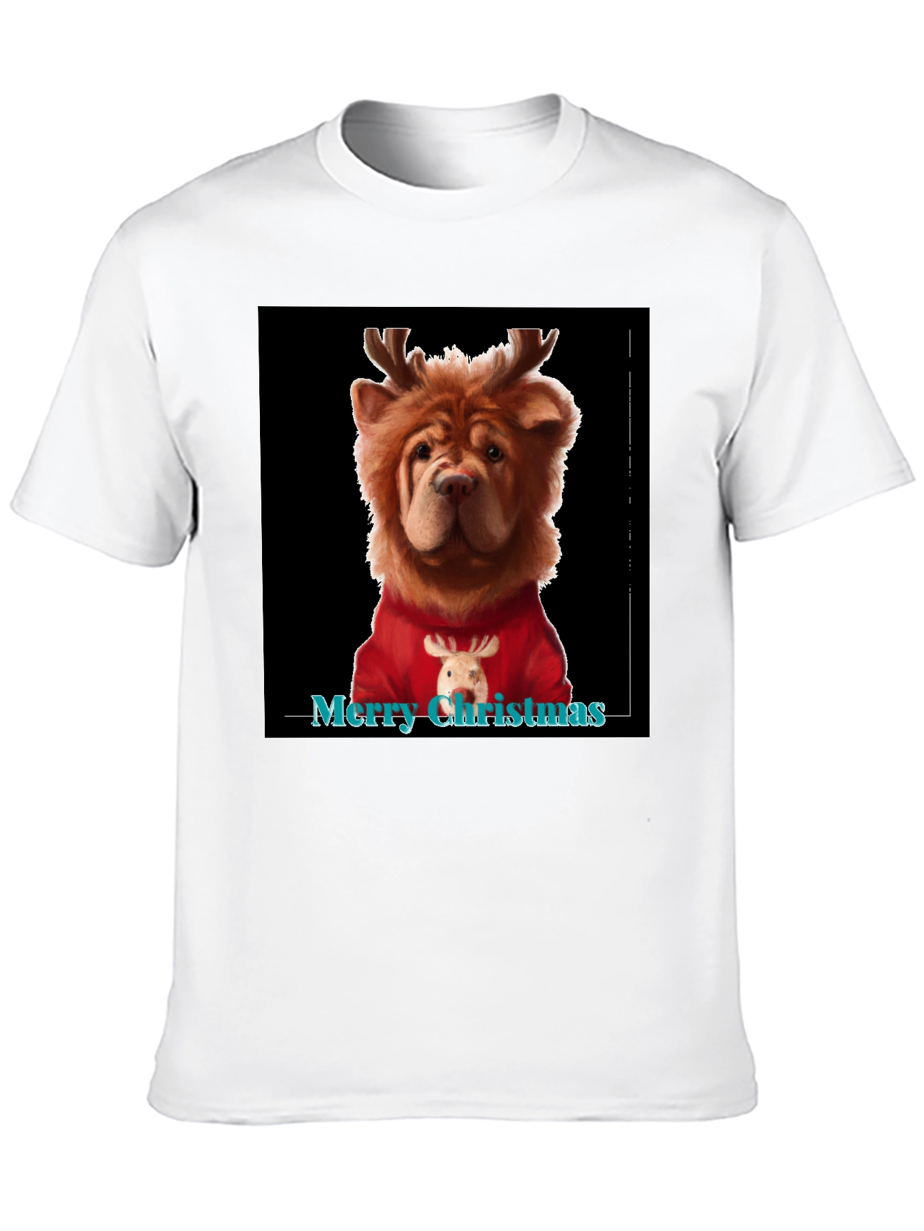 Merry Christmas Dog Reindeer Graphic Tee
