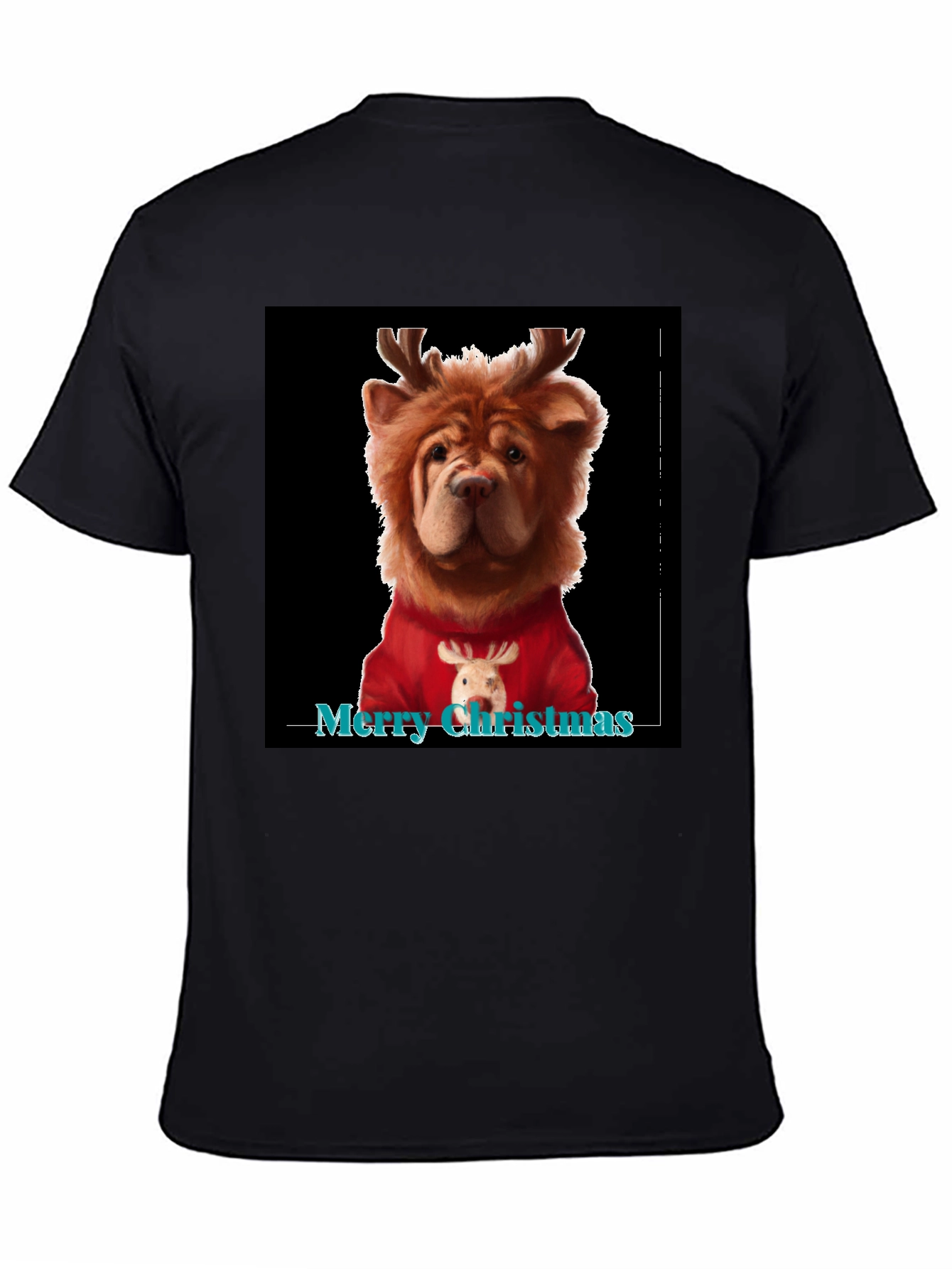 Merry Christmas Dog Reindeer Graphic Tee