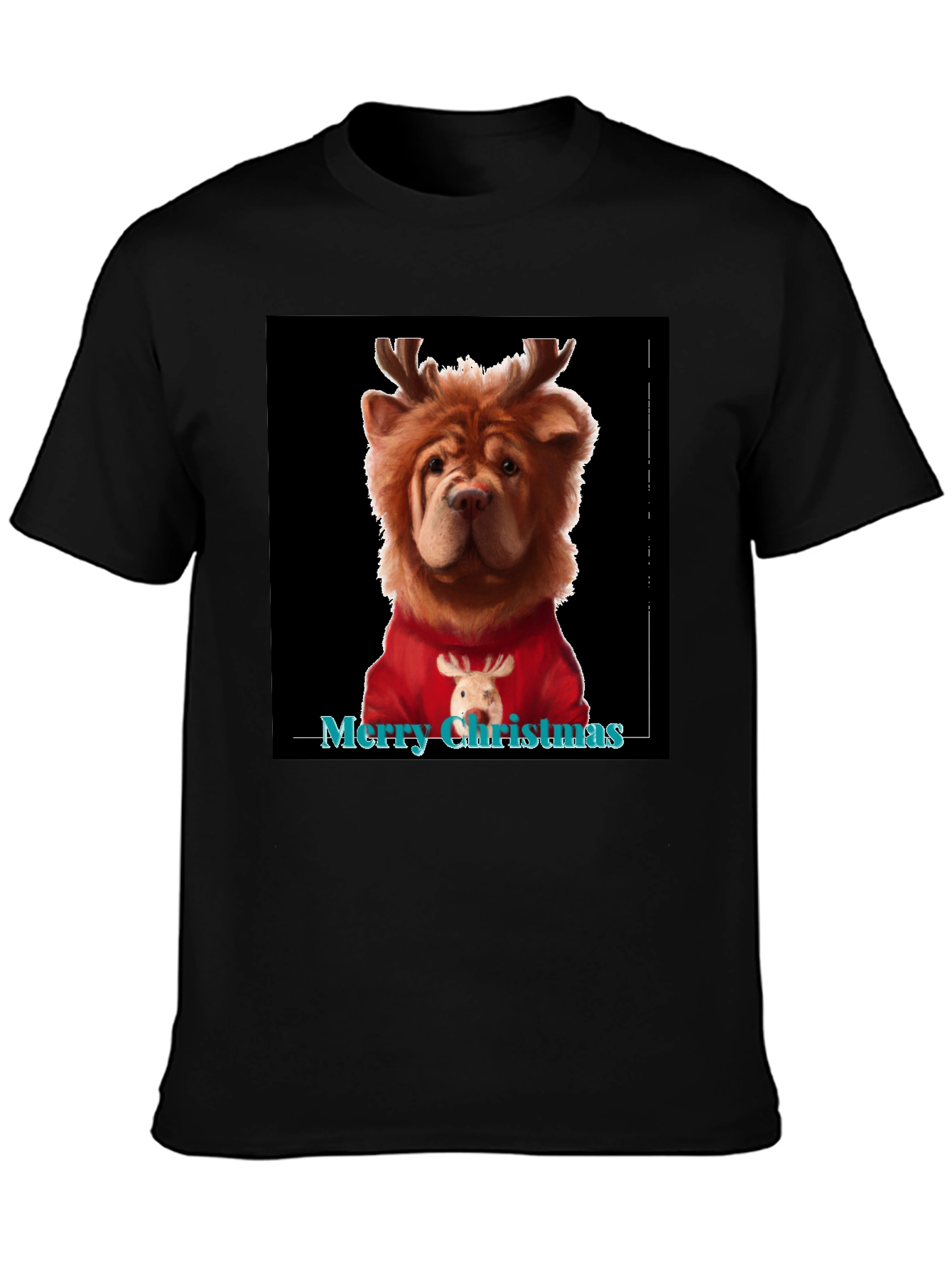 Merry Christmas Dog Reindeer Graphic Tee