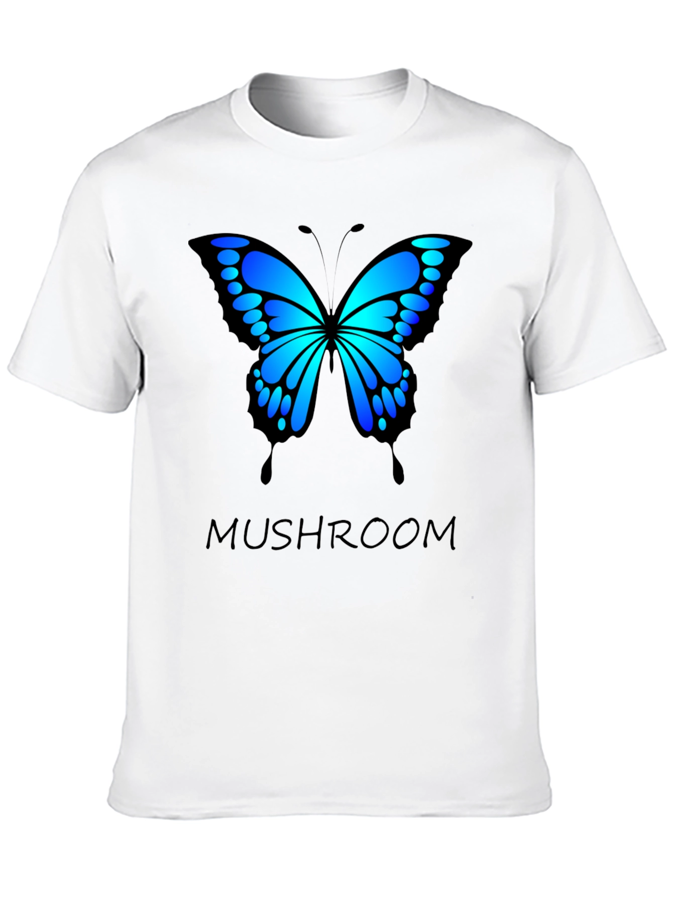 Butterfly Mushroom T-Shirt - Black Cotton Blend