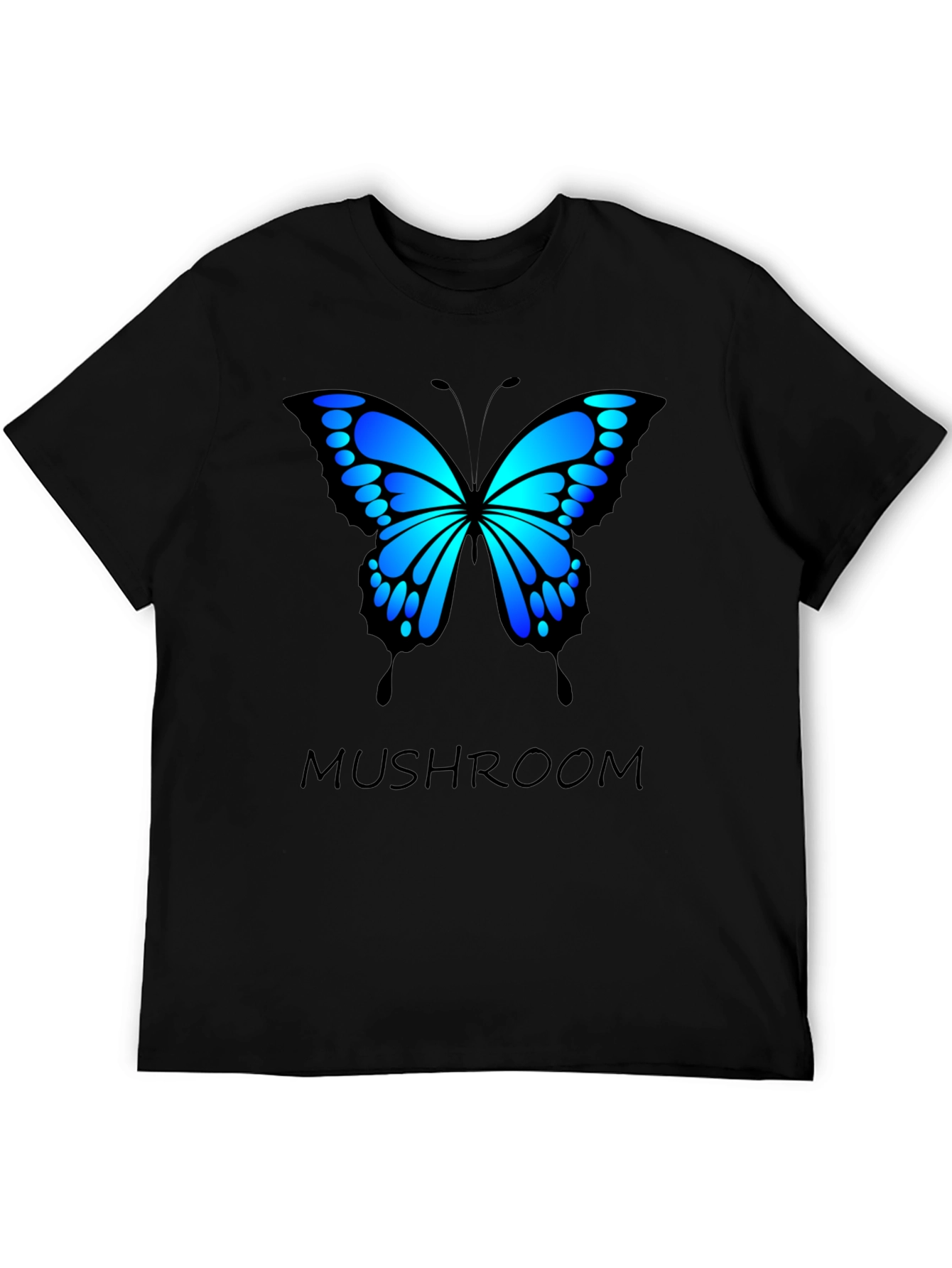 Butterfly Mushroom T-Shirt - Black Cotton Blend