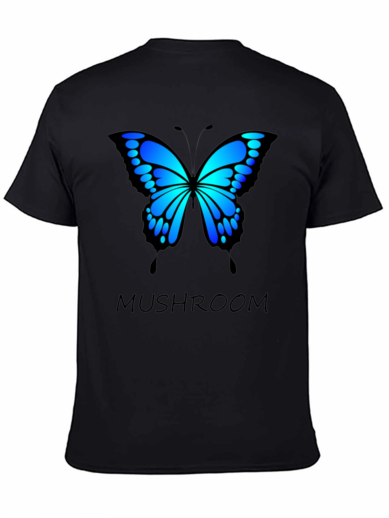 Butterfly Mushroom T-Shirt - Black Cotton Blend