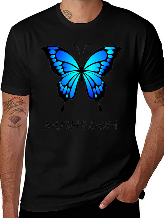 Butterfly Mushroom T-Shirt - Black Cotton Blend