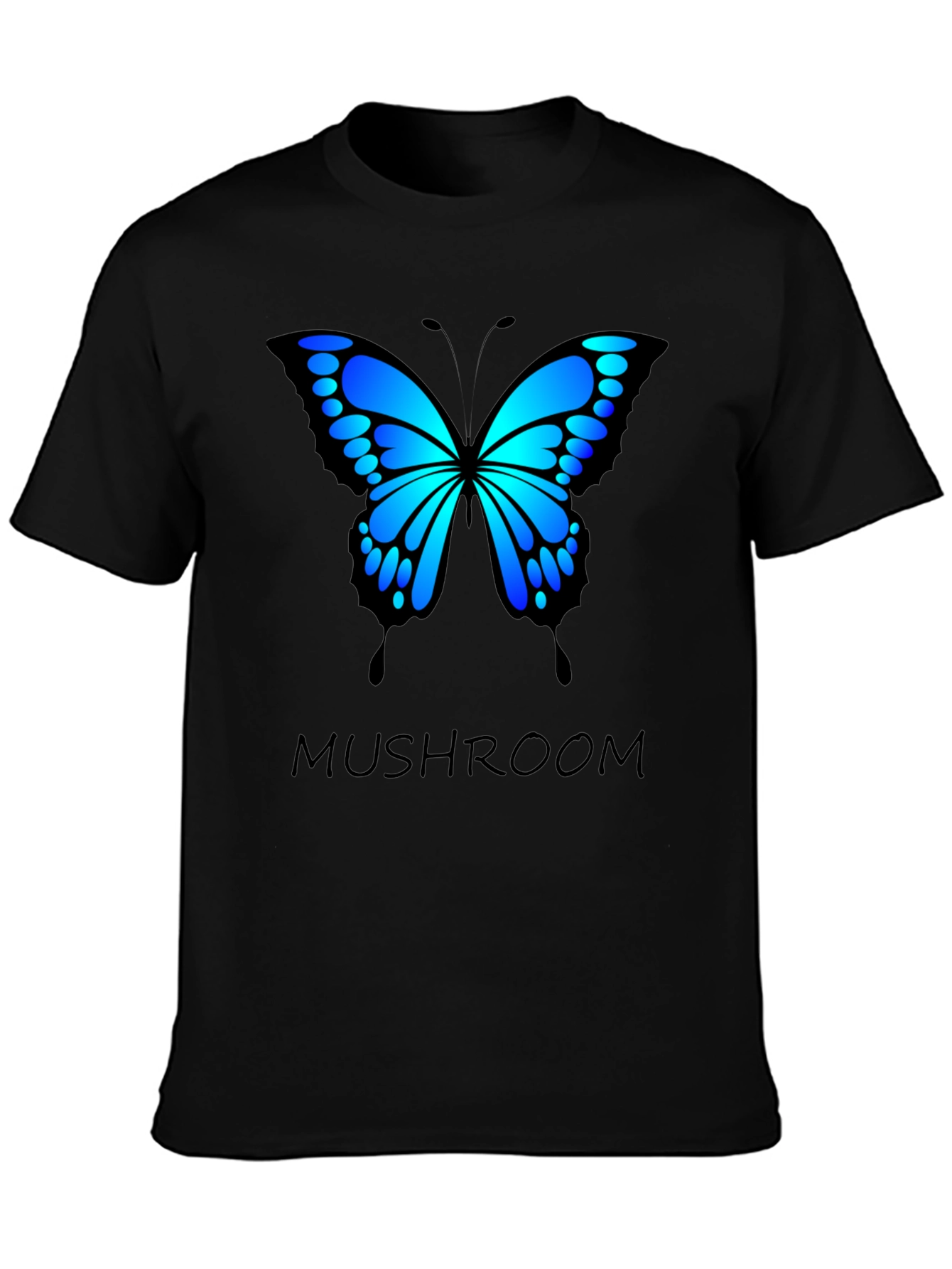 Butterfly Mushroom T-Shirt - Black Cotton Blend