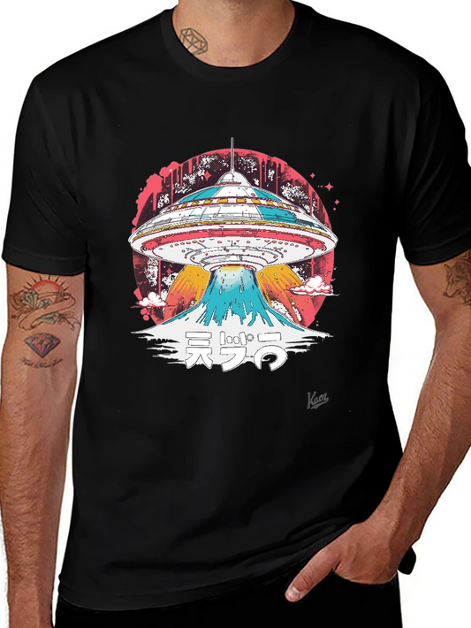 UFO Mount Fuji Graphic T-Shirt