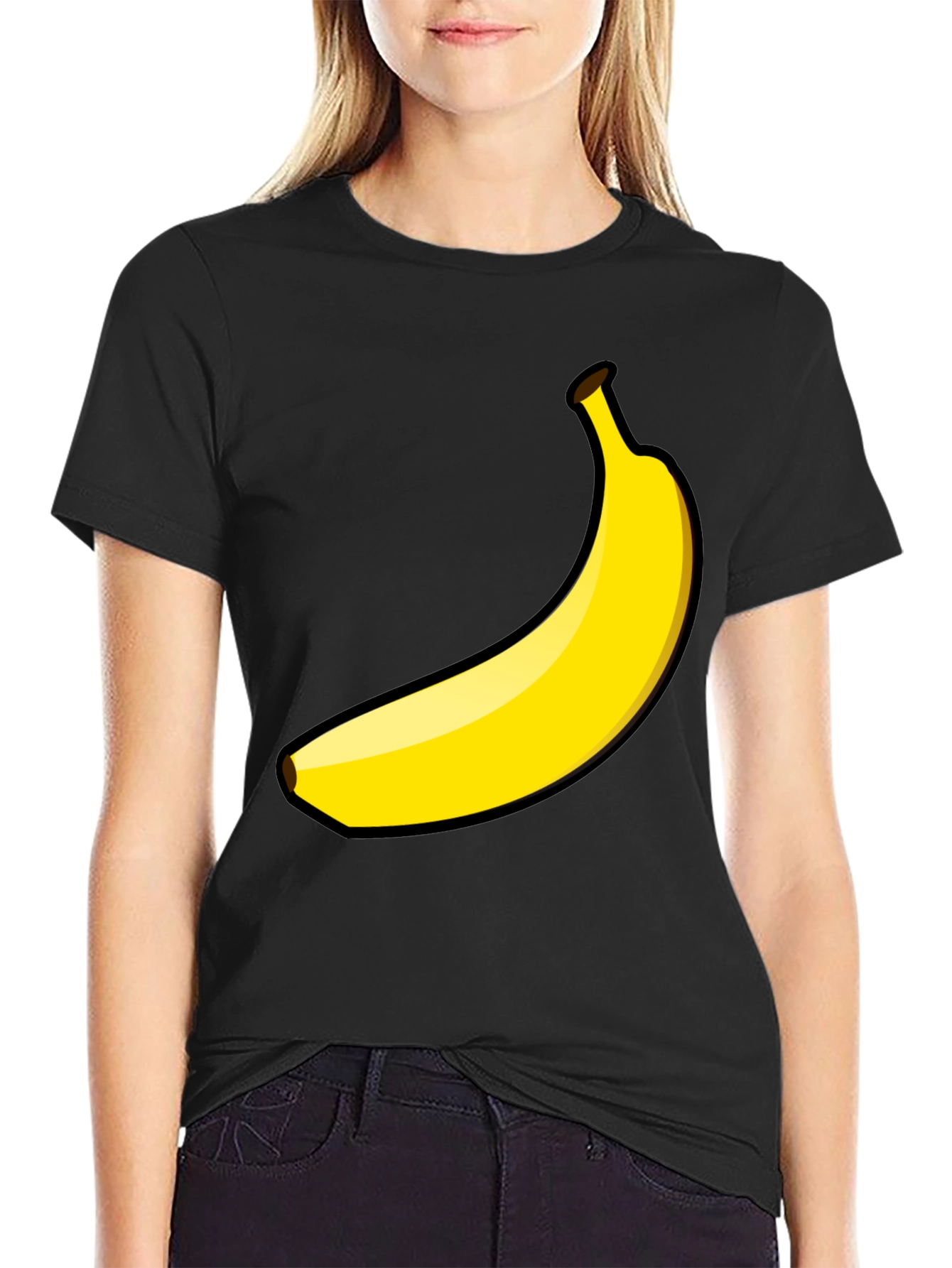 Banana Graphic Tee - Black Cotton Casual Shirt
