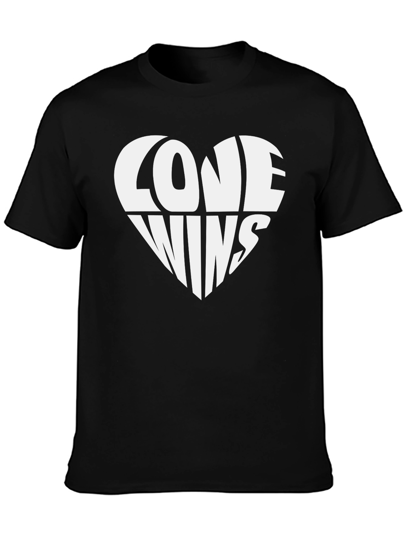 Love Wins Heart Graphic T-Shirt - Black