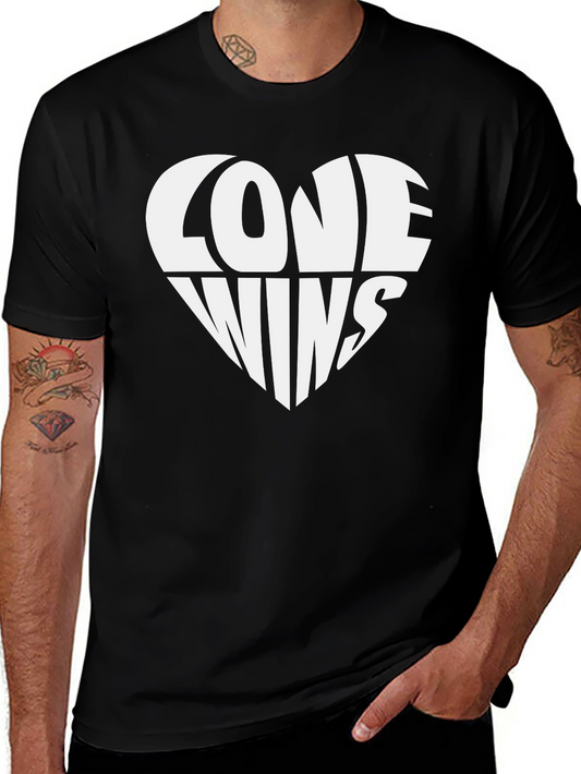 Love Wins Heart Graphic T-Shirt - Black