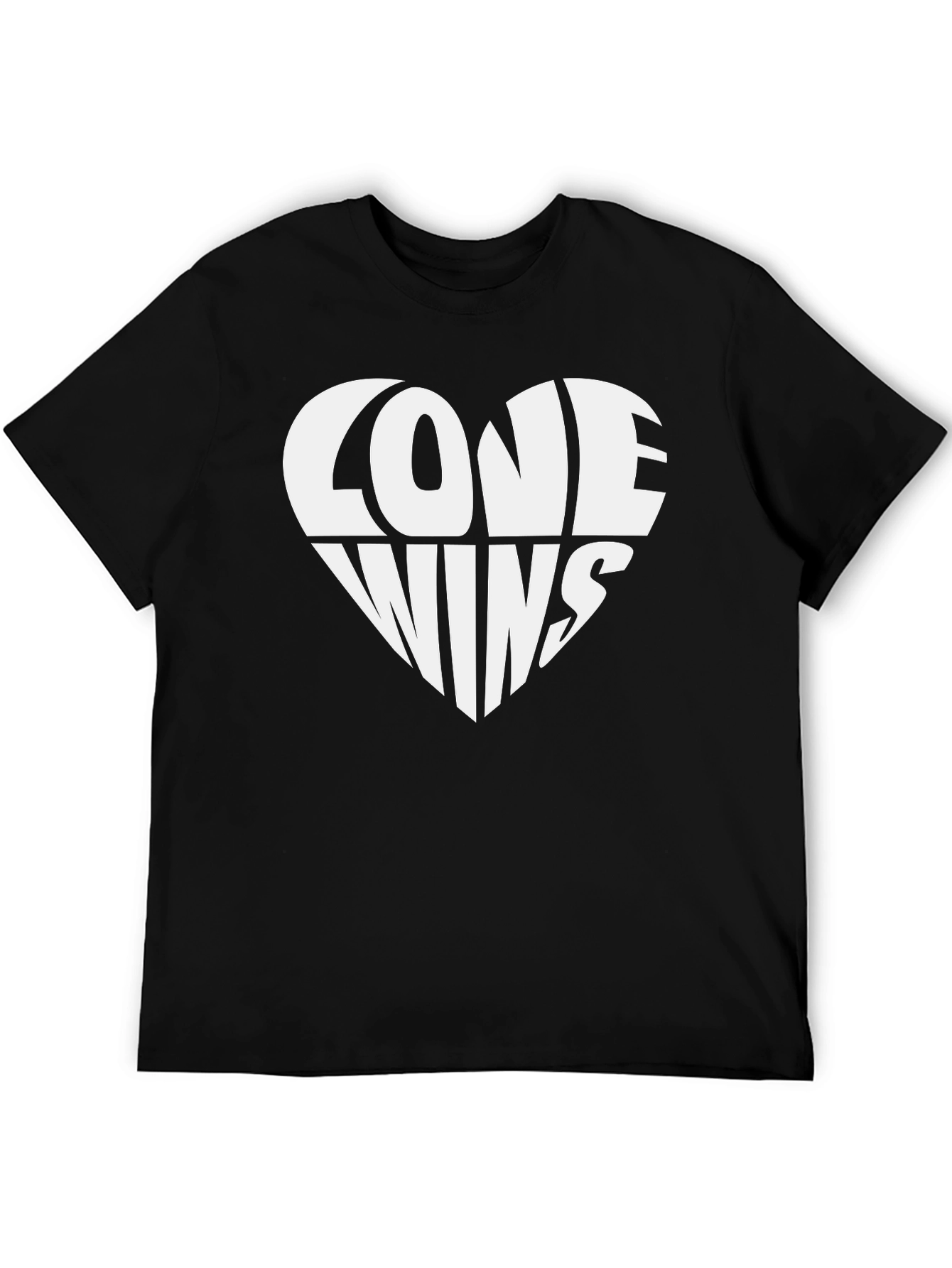 Love Wins Heart Graphic T-Shirt - Black