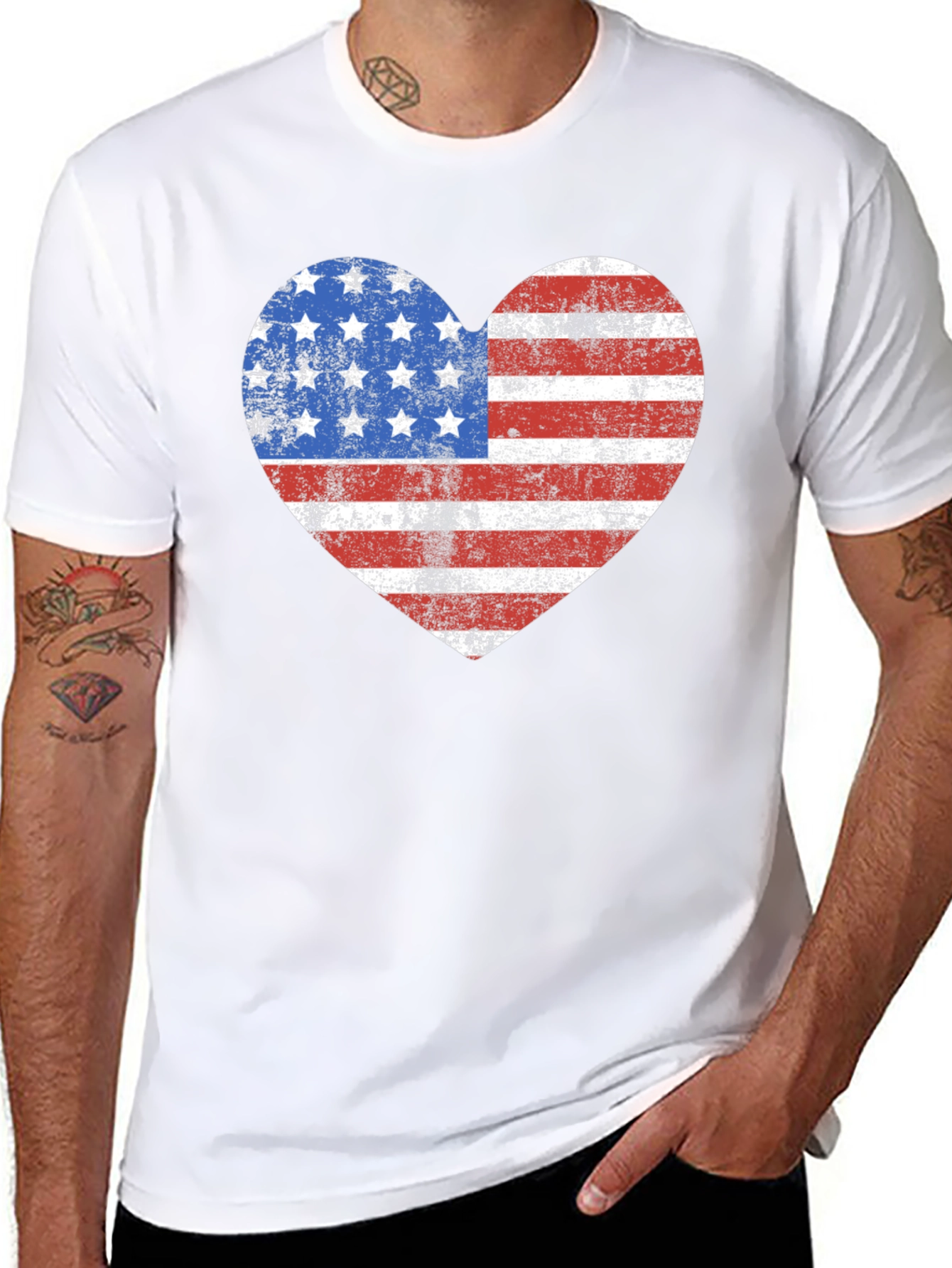 American Flag Heart Graphic T-Shirt