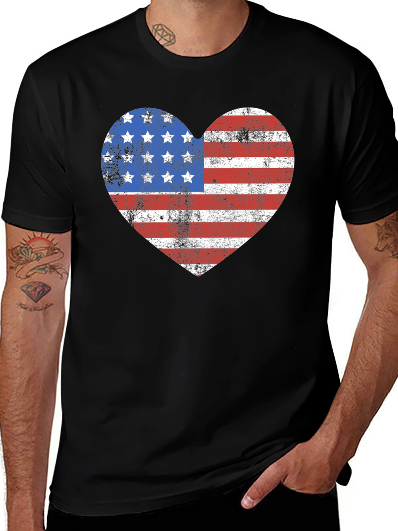 American Flag Heart Graphic T-Shirt