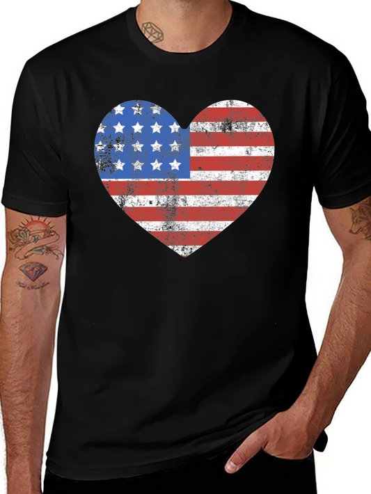 American Flag Heart Graphic T-Shirt