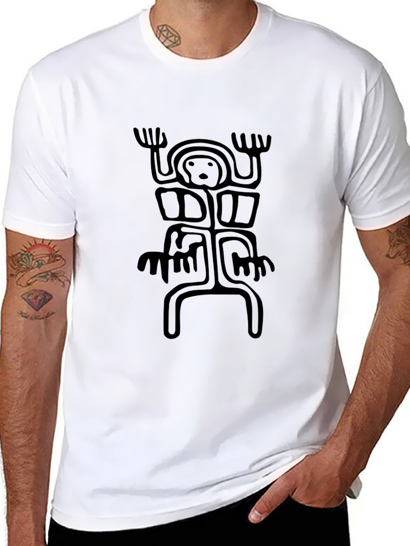 Tribal Glyph Graphic Black T-Shirt