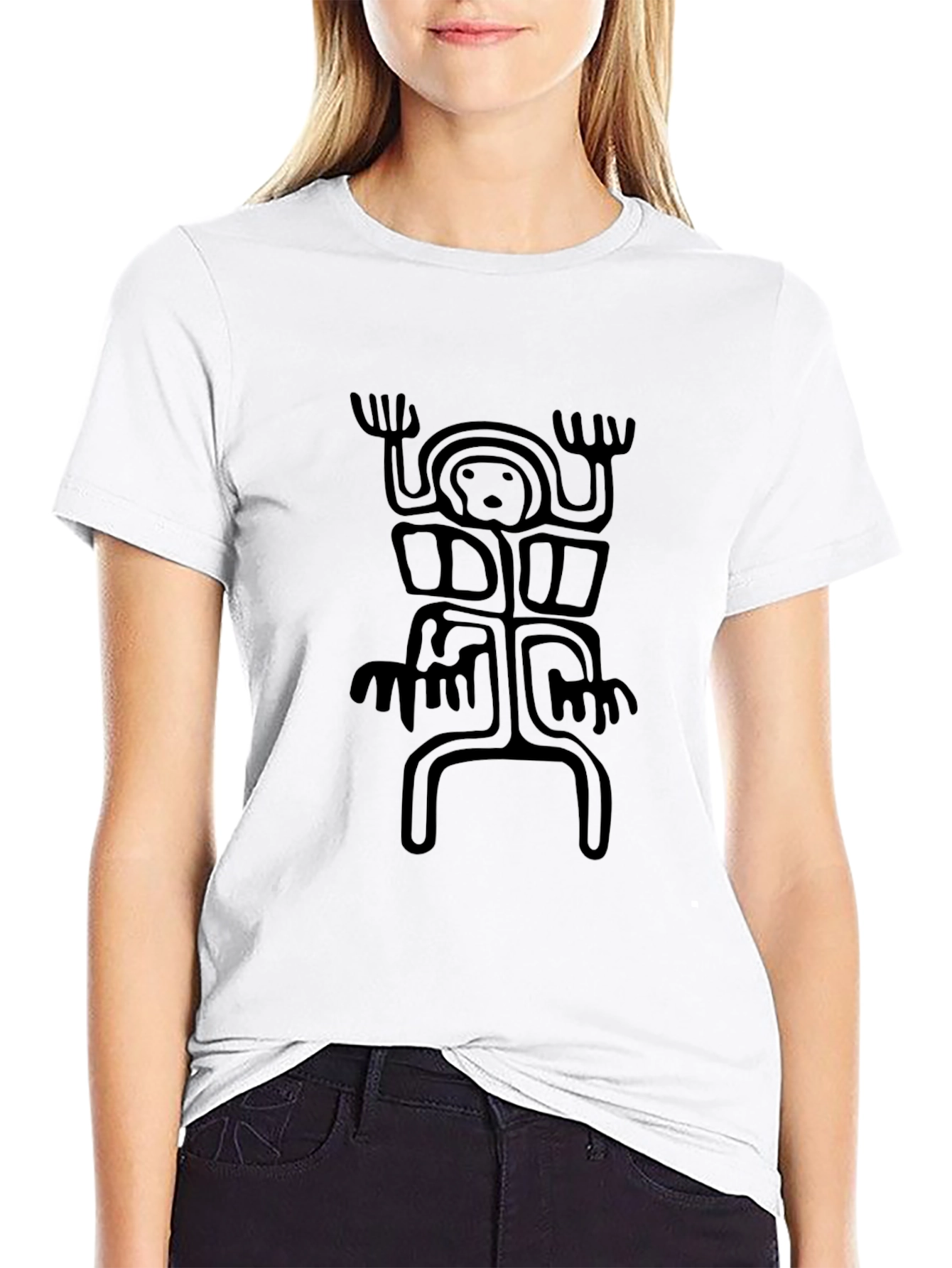 Tribal Glyph Graphic Black T-Shirt
