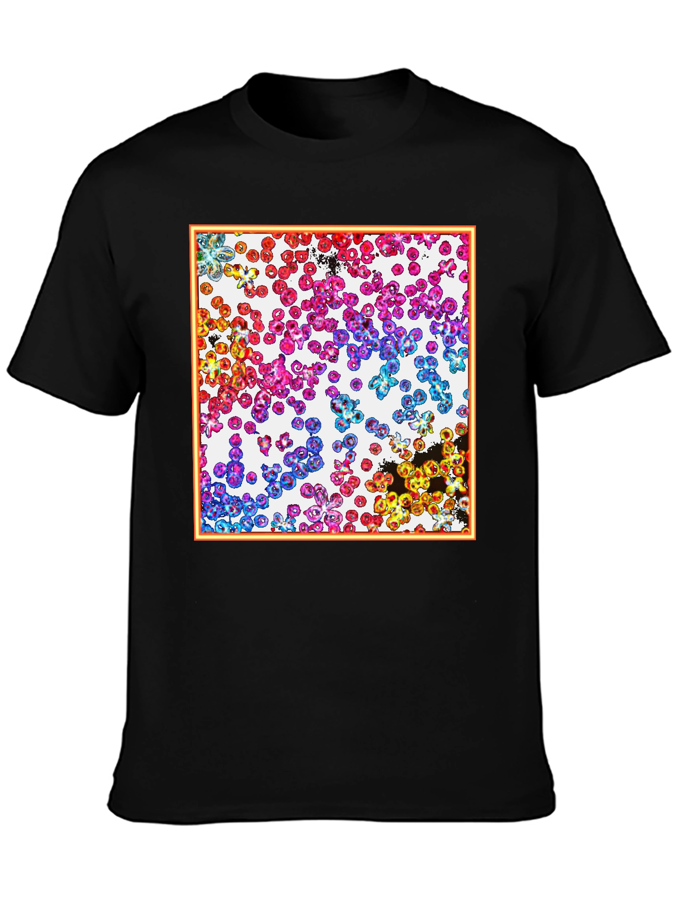 Abstract Cell Pattern Graphic Tee - Black