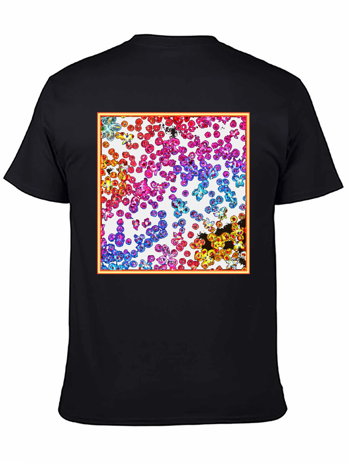 Abstract Cell Pattern Graphic Tee - Black