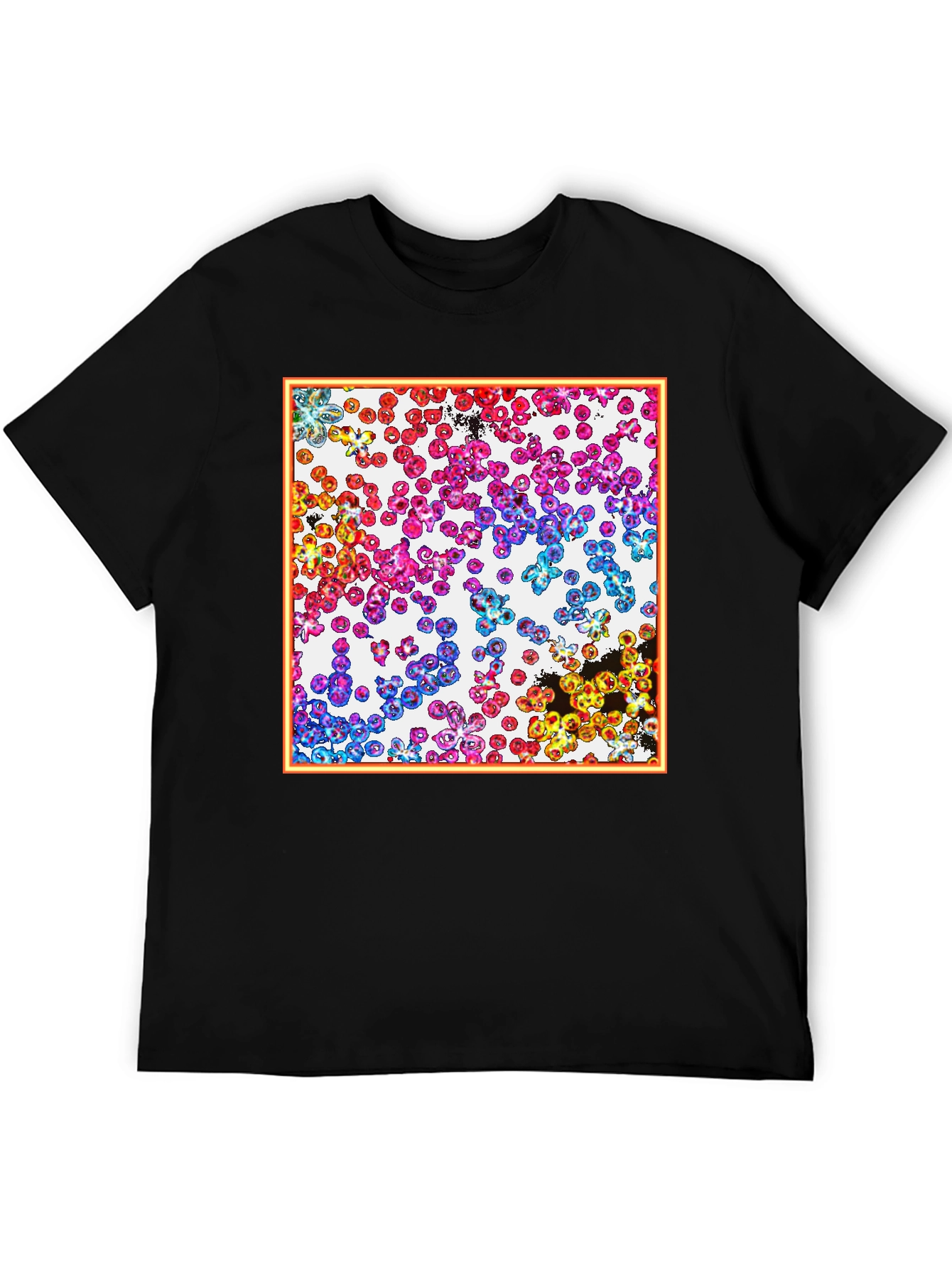 Abstract Cell Pattern Graphic Tee - Black
