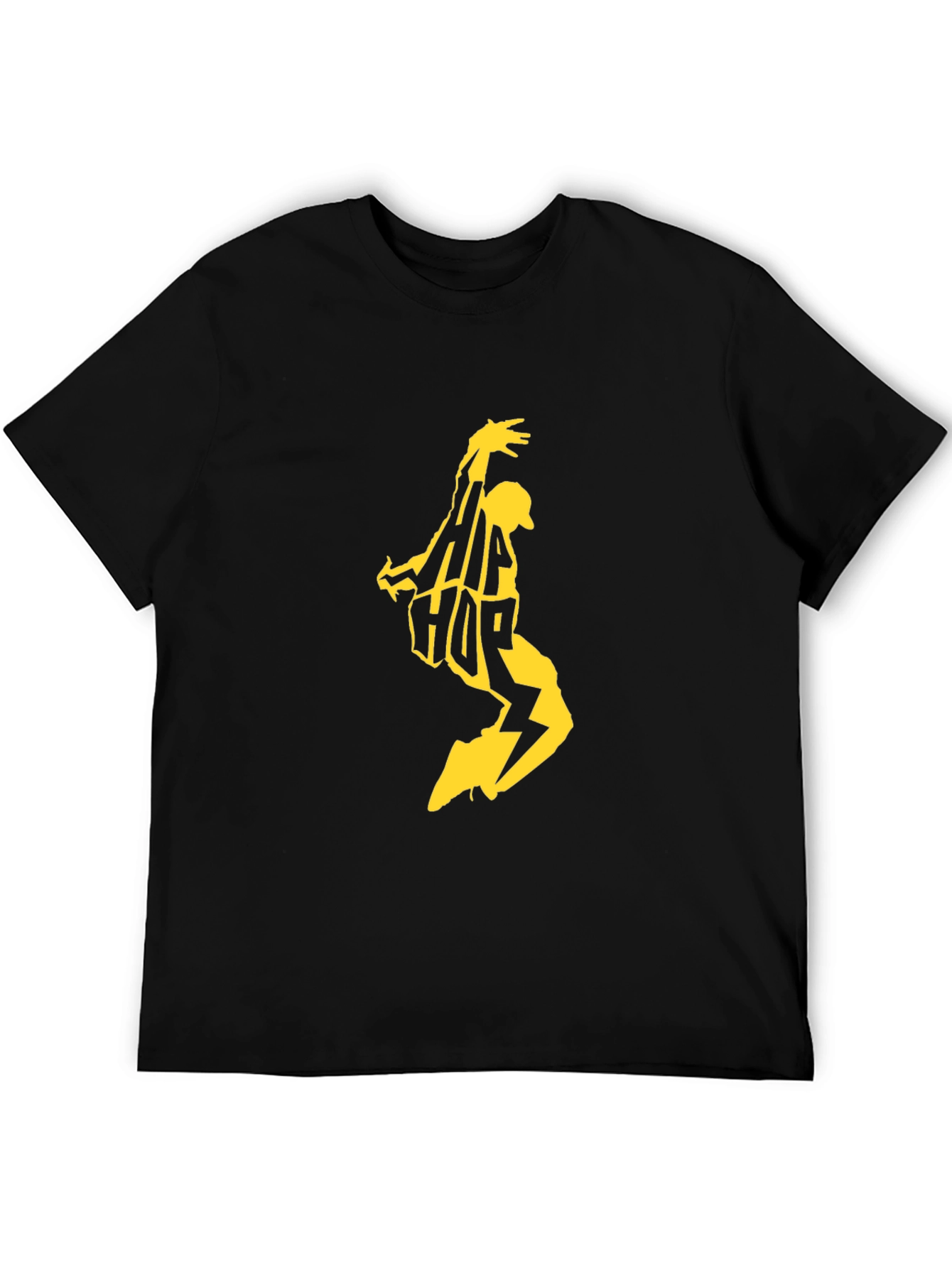 Hip Hop Graphic Tee - Black Cotton Blend T-Shirt