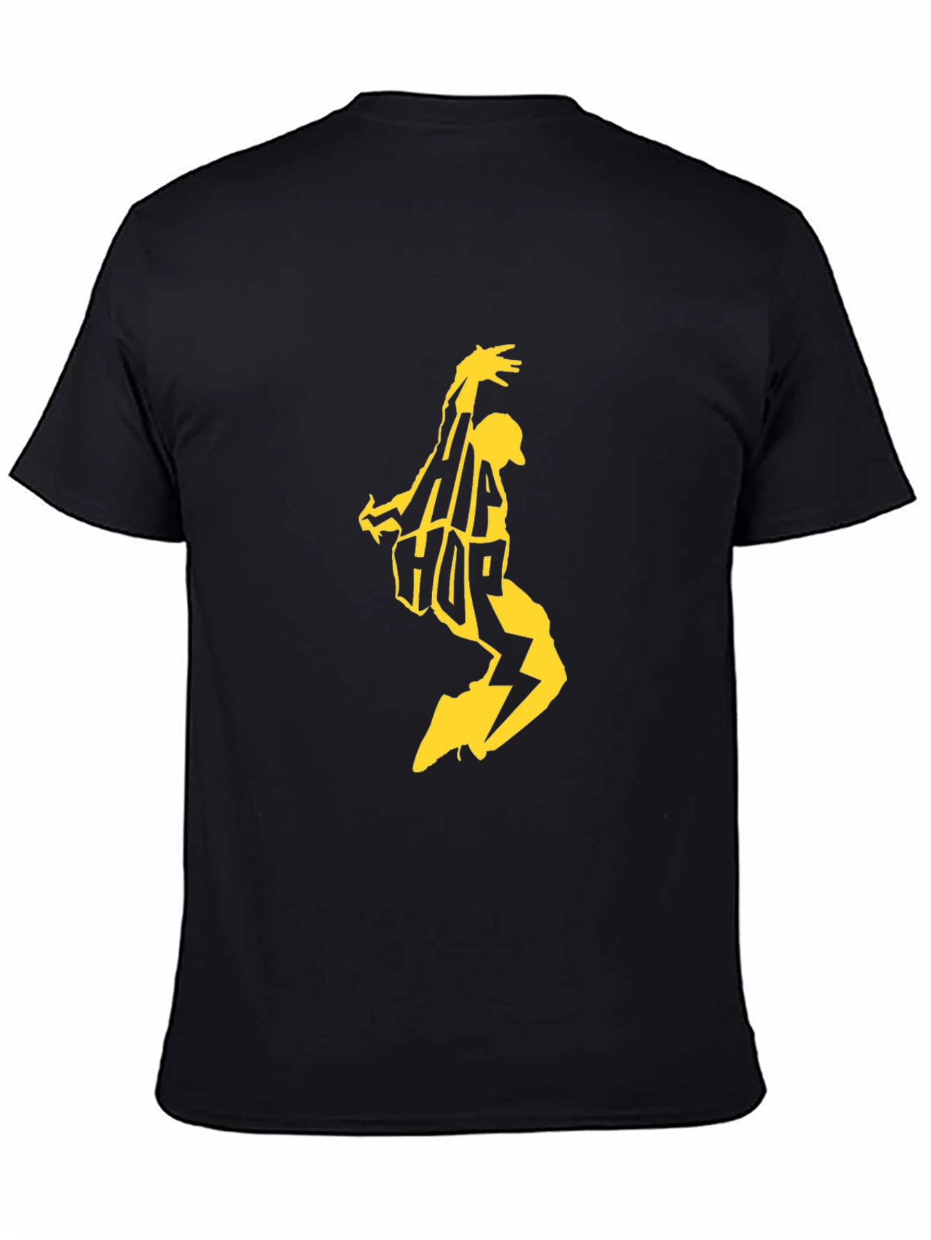 Hip Hop Graphic Tee - Black Cotton Blend T-Shirt