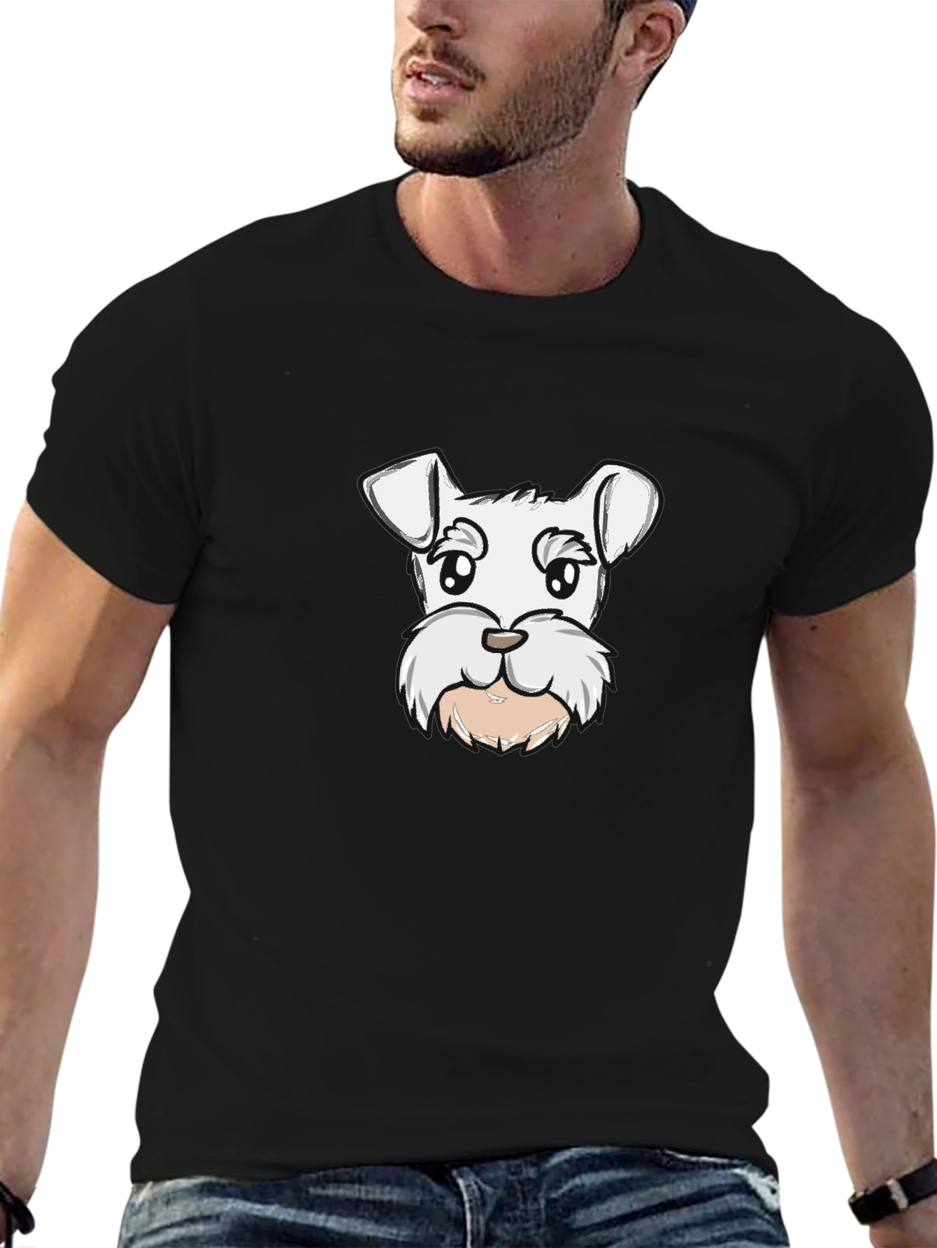 Dog Graphic Tee - Black Cotton Blend