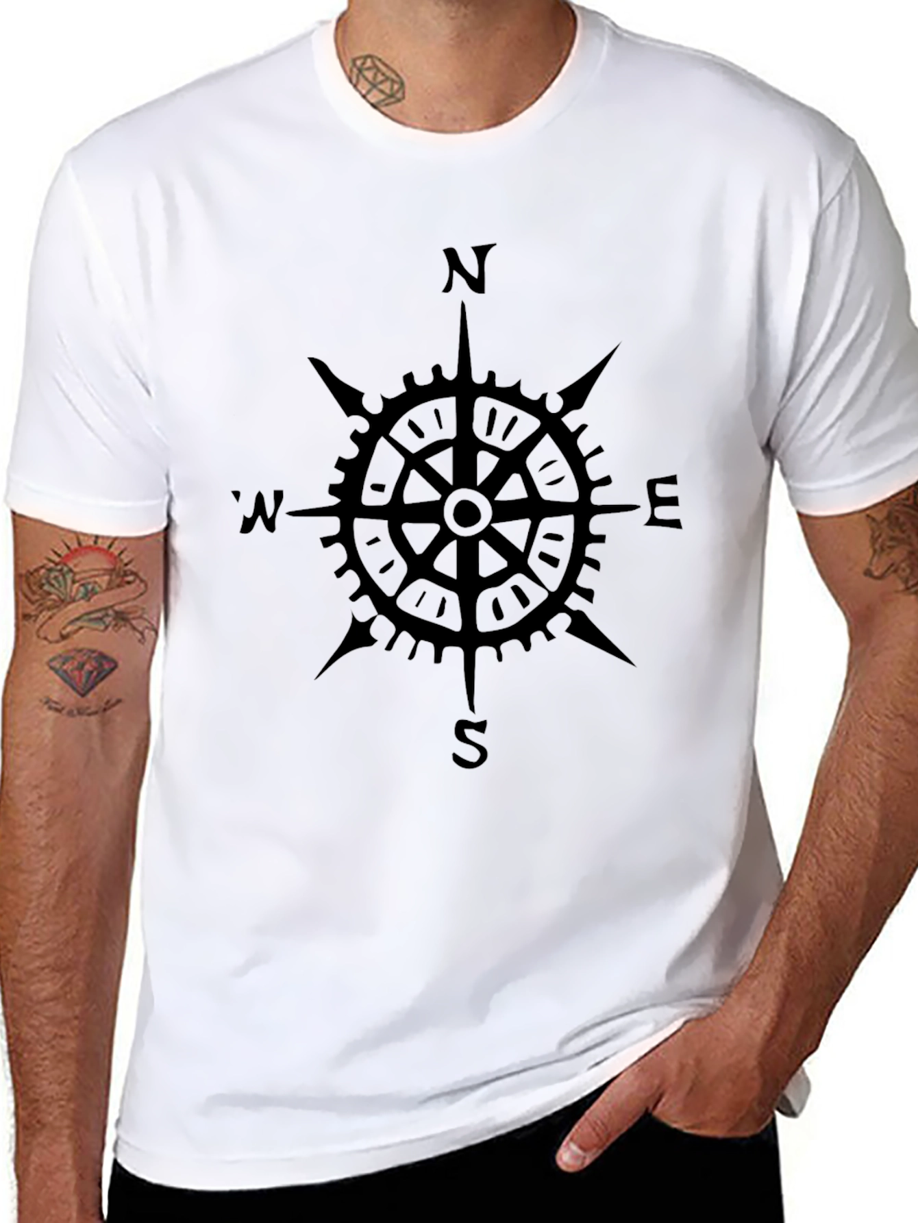 Compass Rose Graphic Black T-Shirt