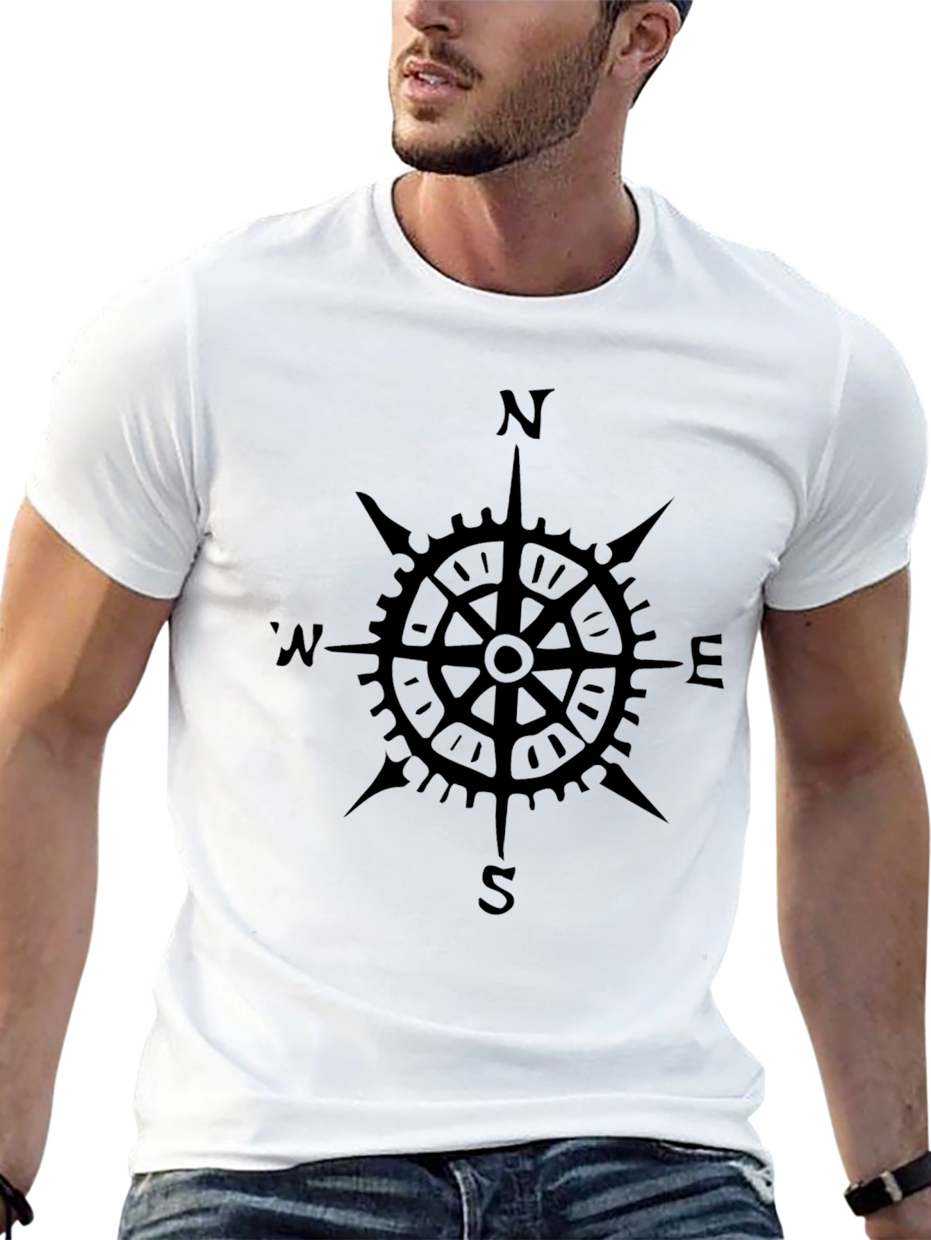 Compass Rose Graphic Black T-Shirt