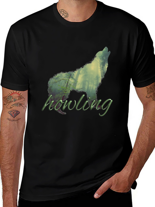 Howling Wolf Forest T-Shirt - Nature Inspired Graphic Tee