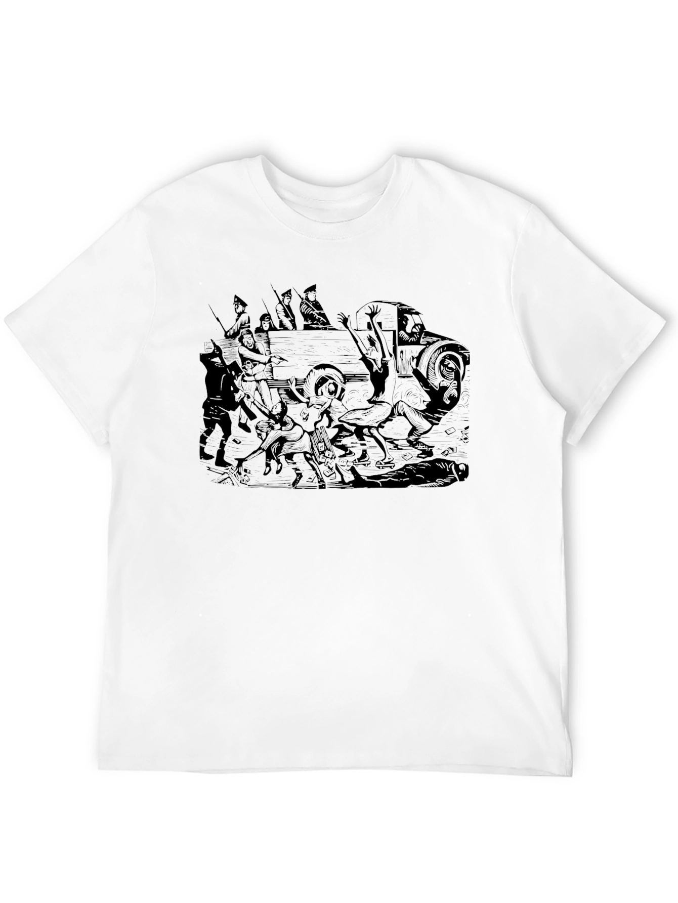Chariot Race Graphic Tee - Black Cotton T-Shirt