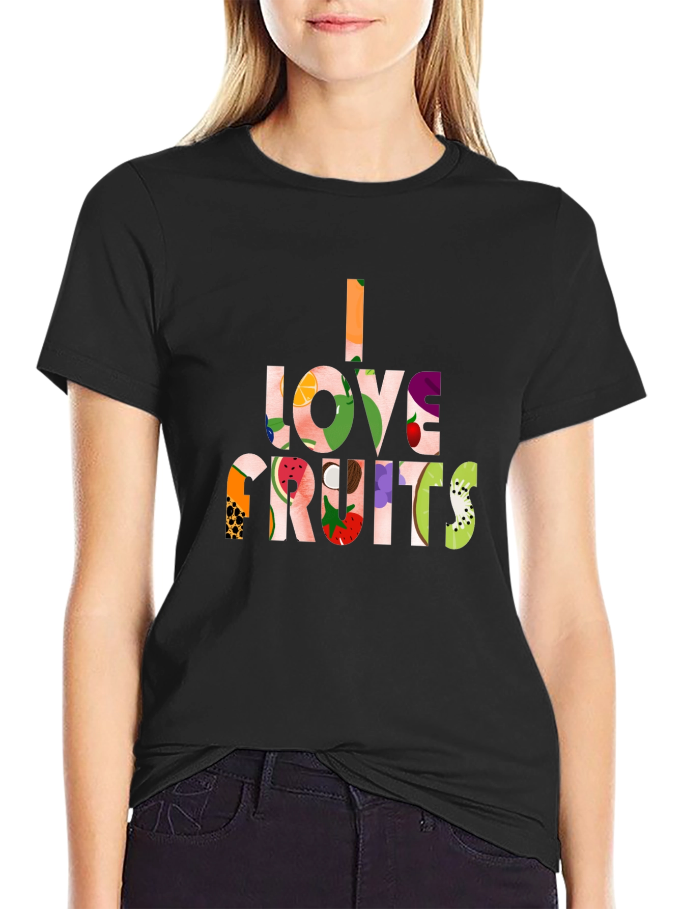 I Love Fruits Black T-Shirt
