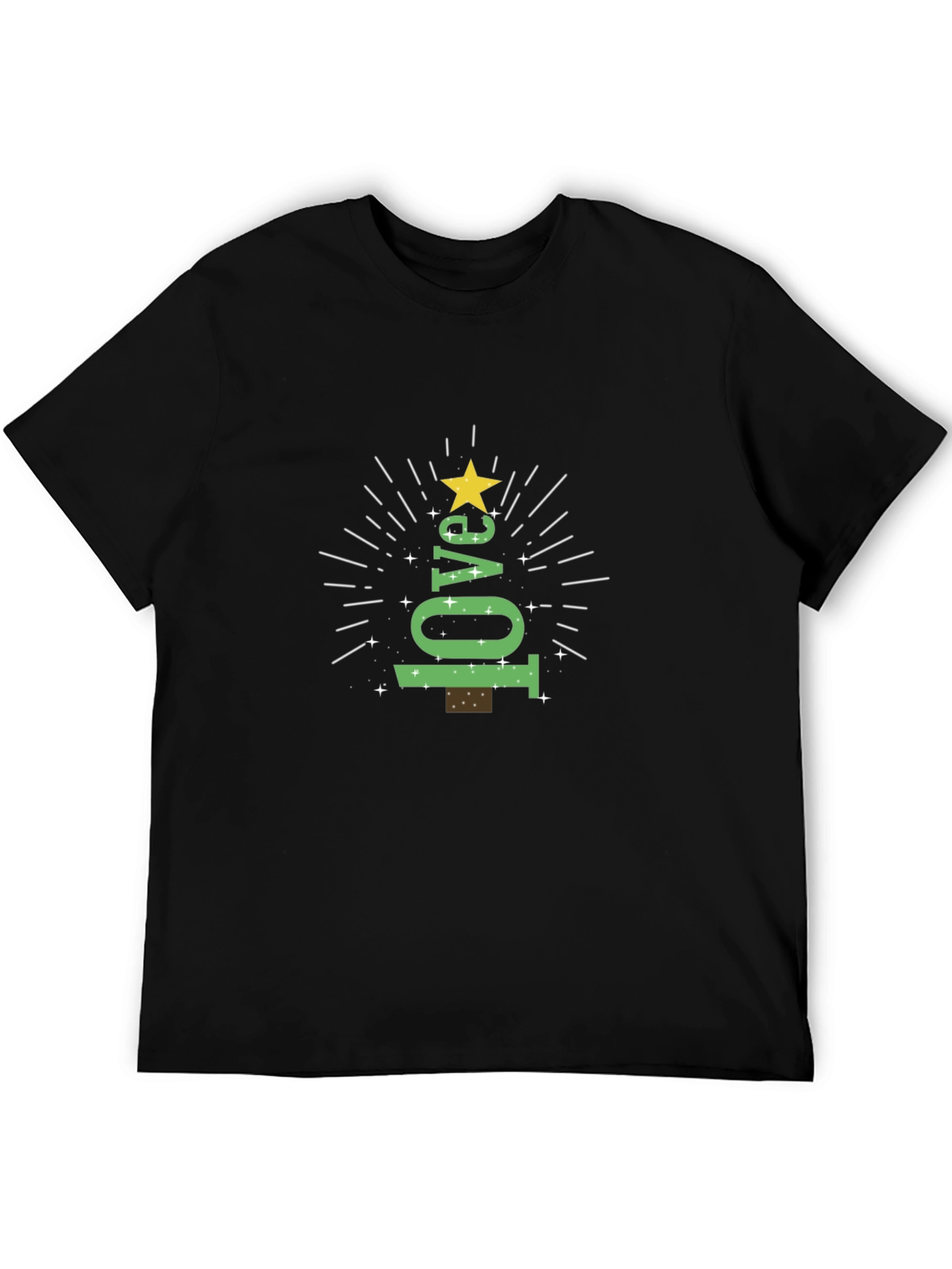 Festive Love Tree Graphic Tee - Black