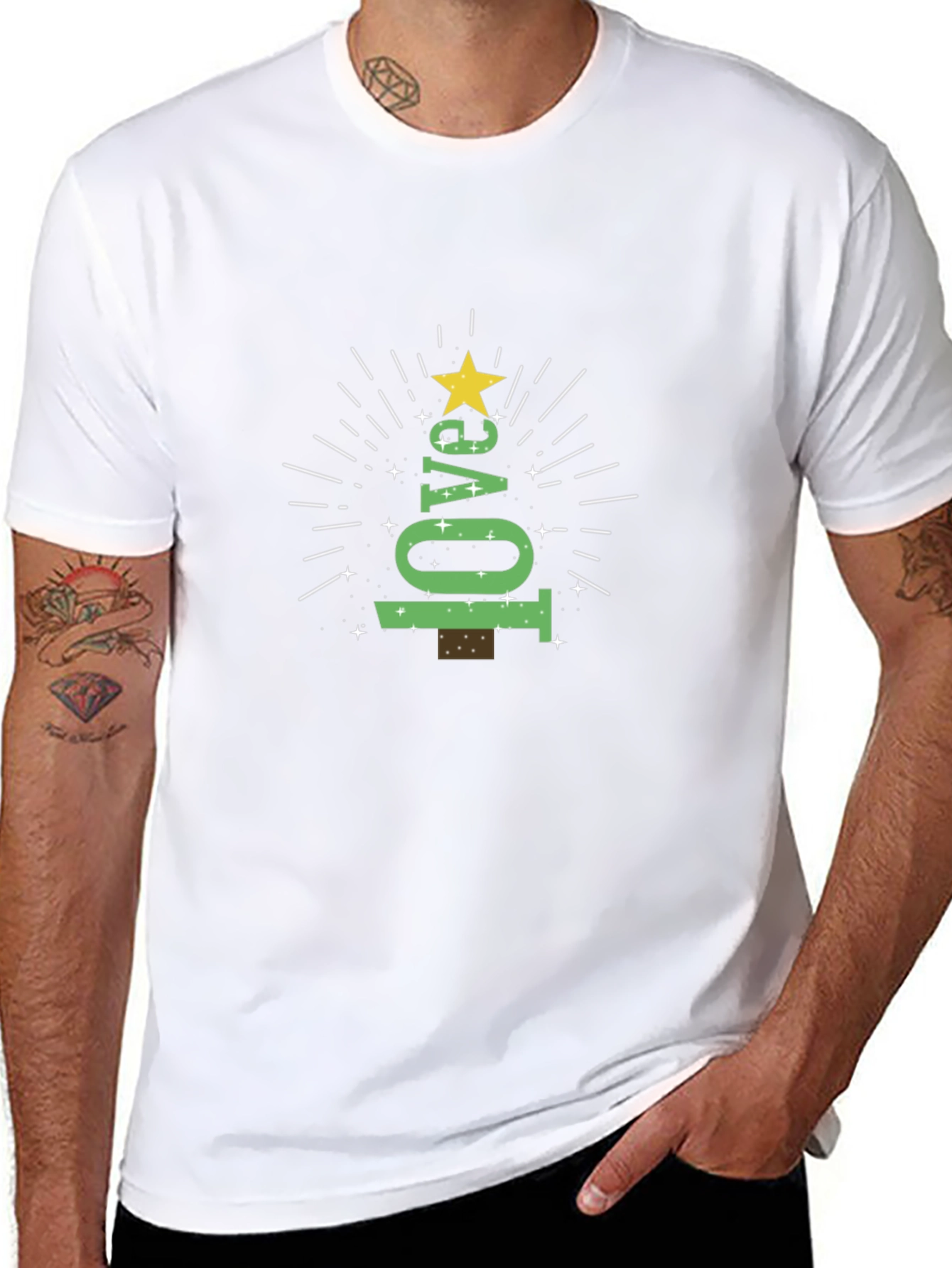 Festive Love Tree Graphic Tee - Black