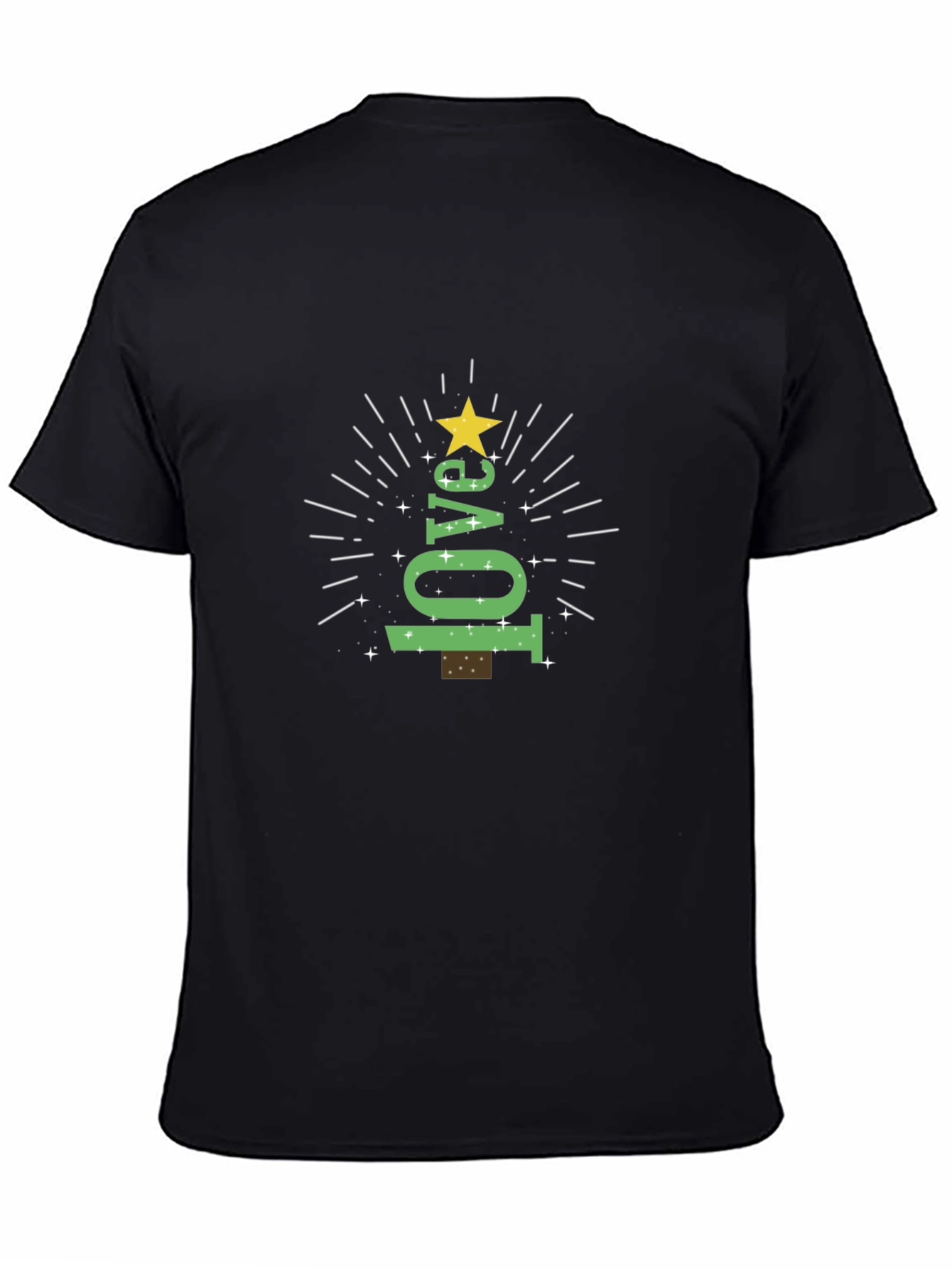Festive Love Tree Graphic Tee - Black