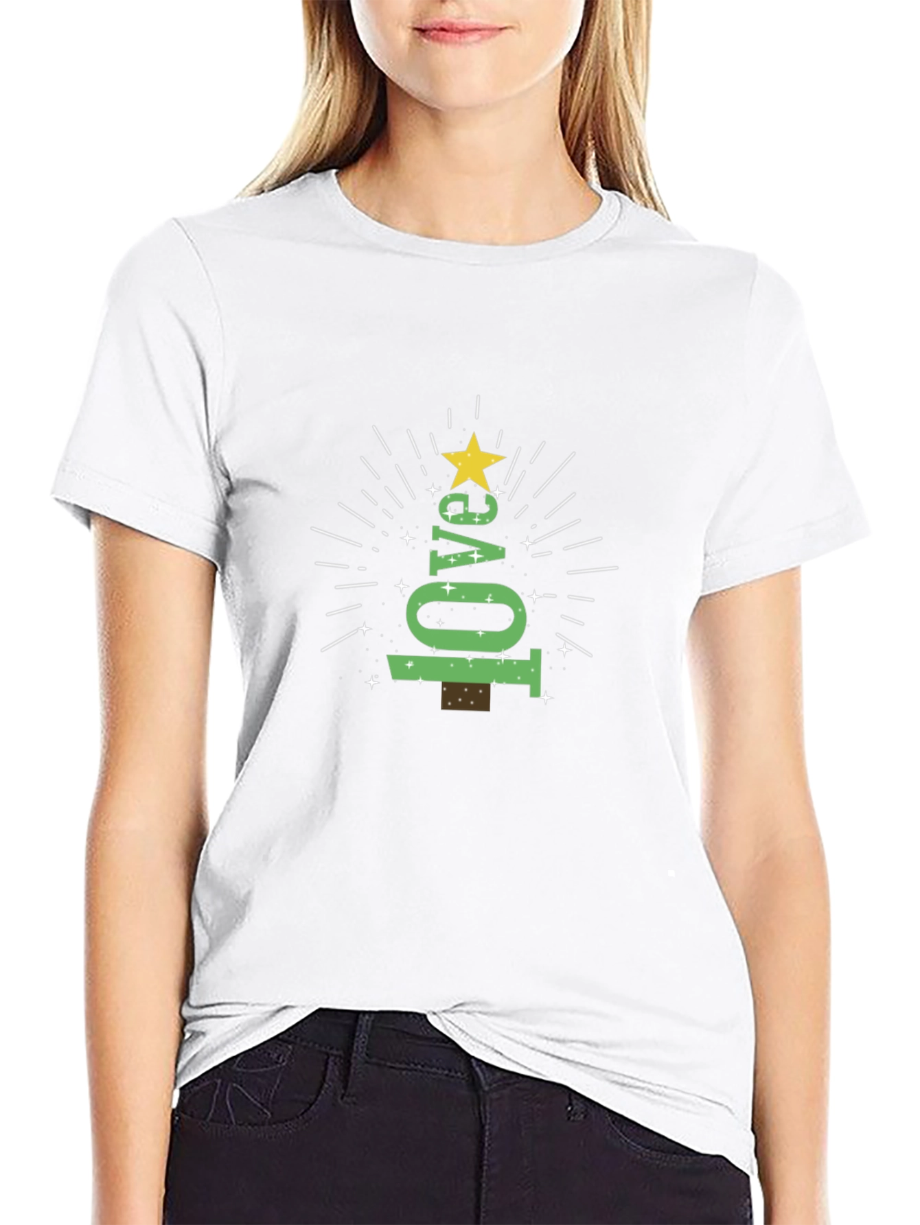 Festive Love Tree Graphic Tee - Black